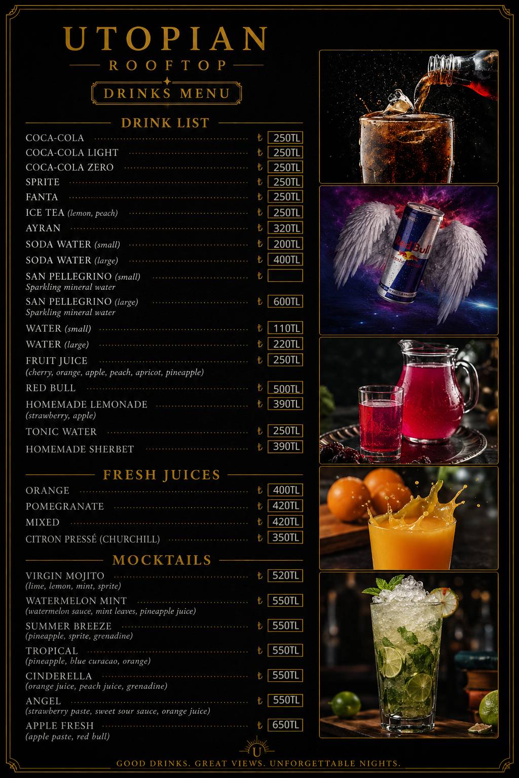 Utopian Rooftop Restaurant меню