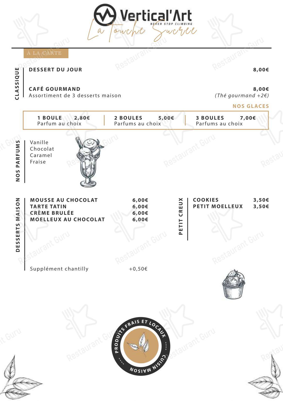 Меню напитков ресторана Vertical'Art Rungis