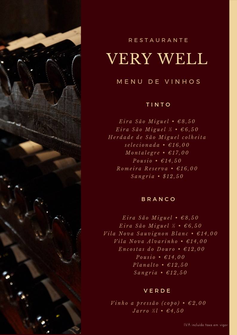 Very Well меню