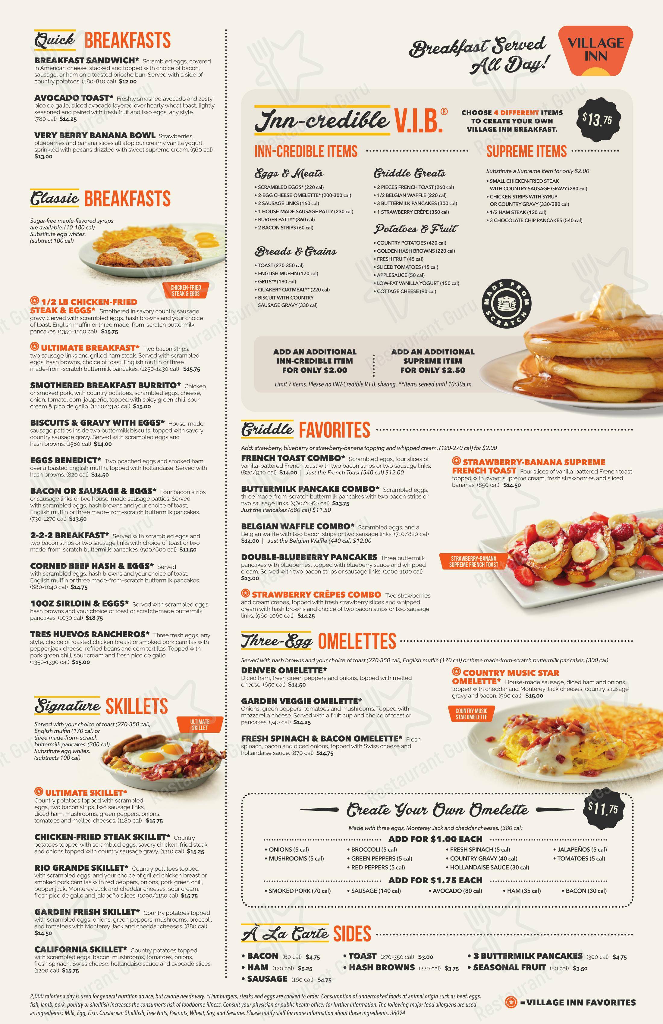 Village Inn в Денвере - Меню напитков