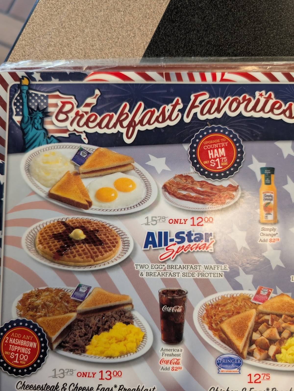 Waffle House меню