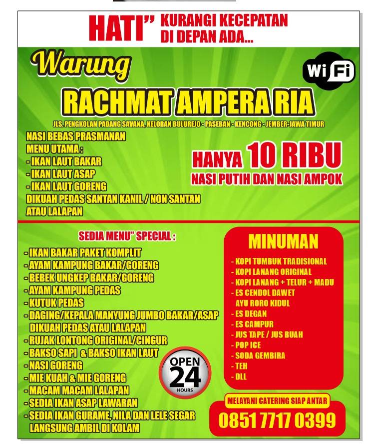 Warung : RACHMAT AMPERA RIA. меню