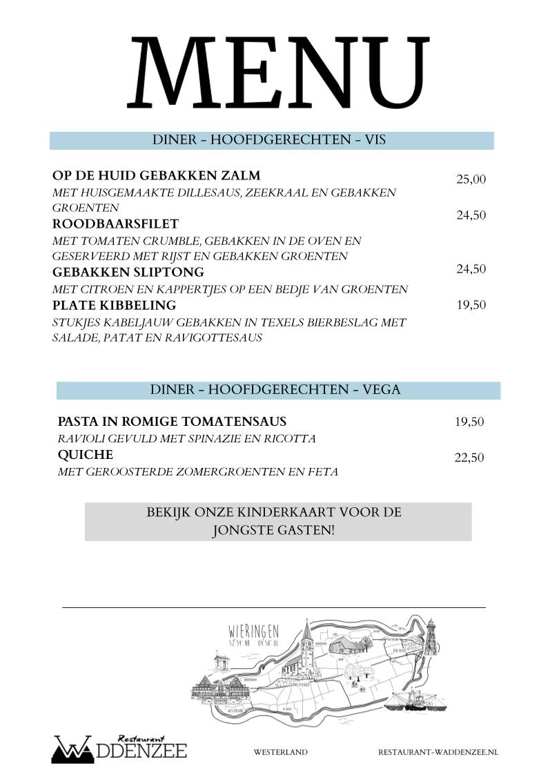 Restaurant Waddenzee меню