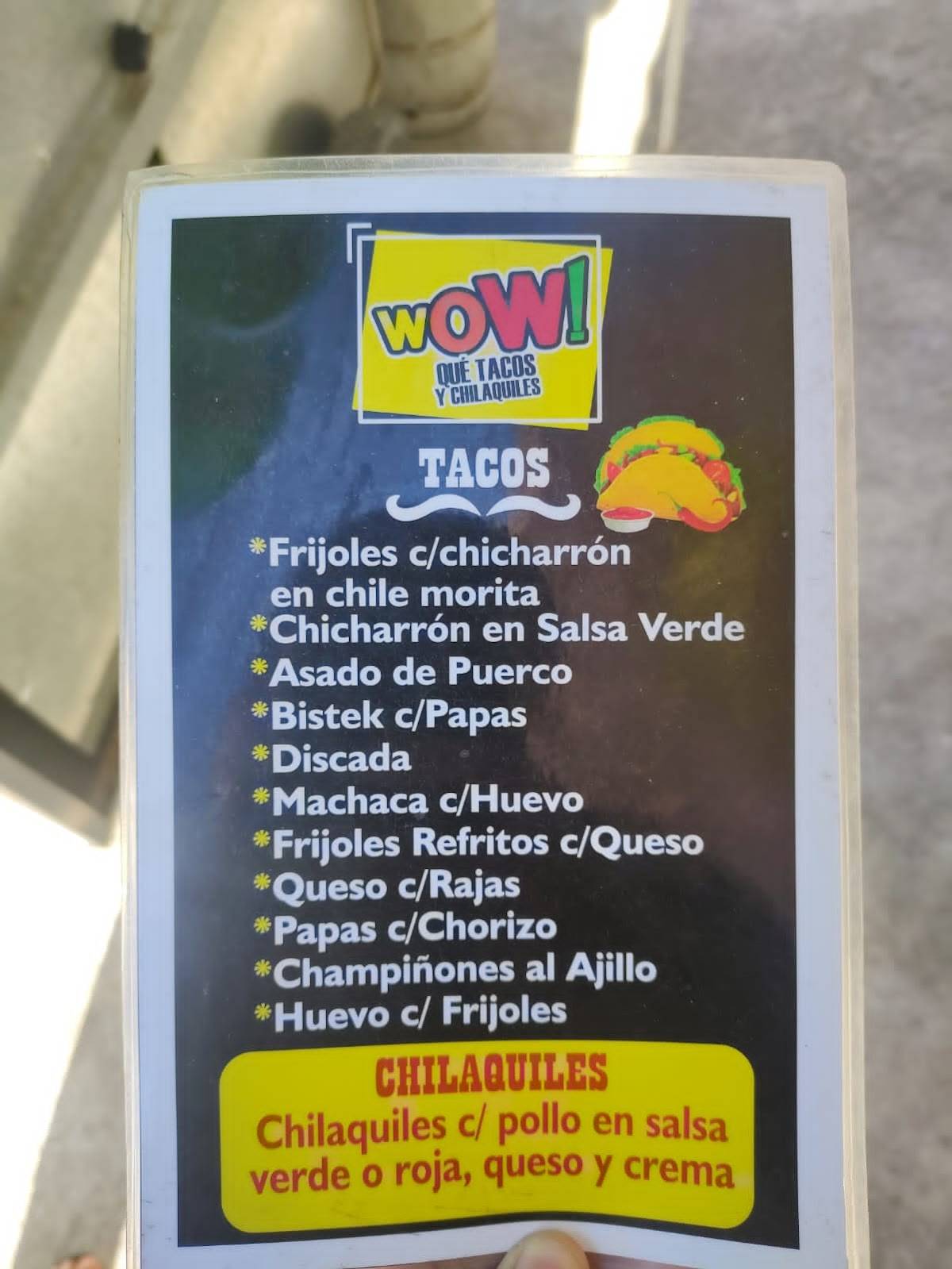 Wow Qué Tacos de Pedro Figueroa меню