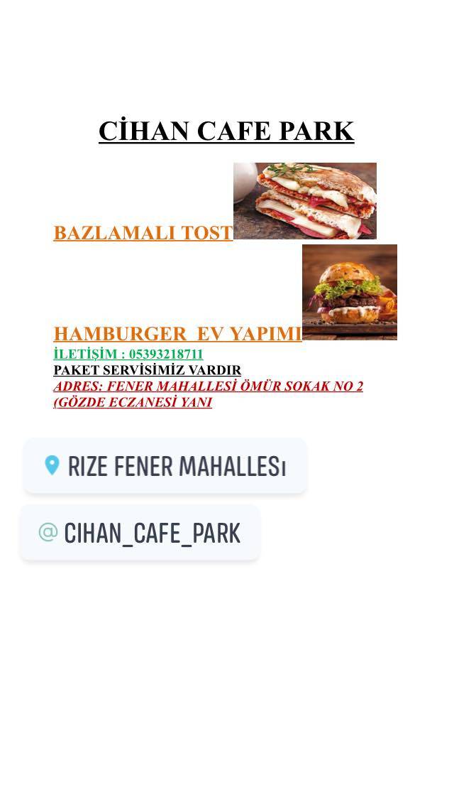 cihan cafe park меню