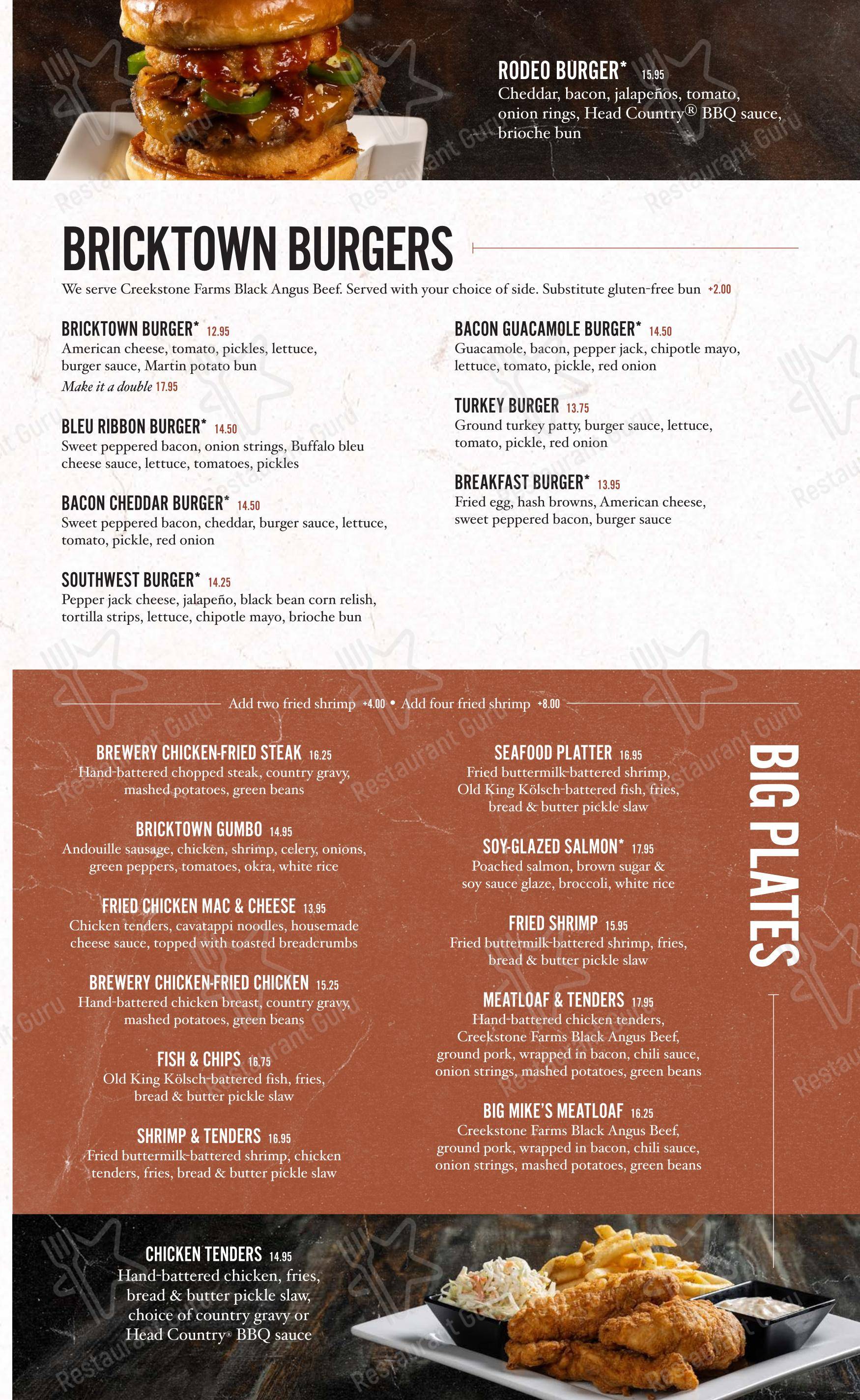 Меню ресторана Bricktown Brewery - Меню