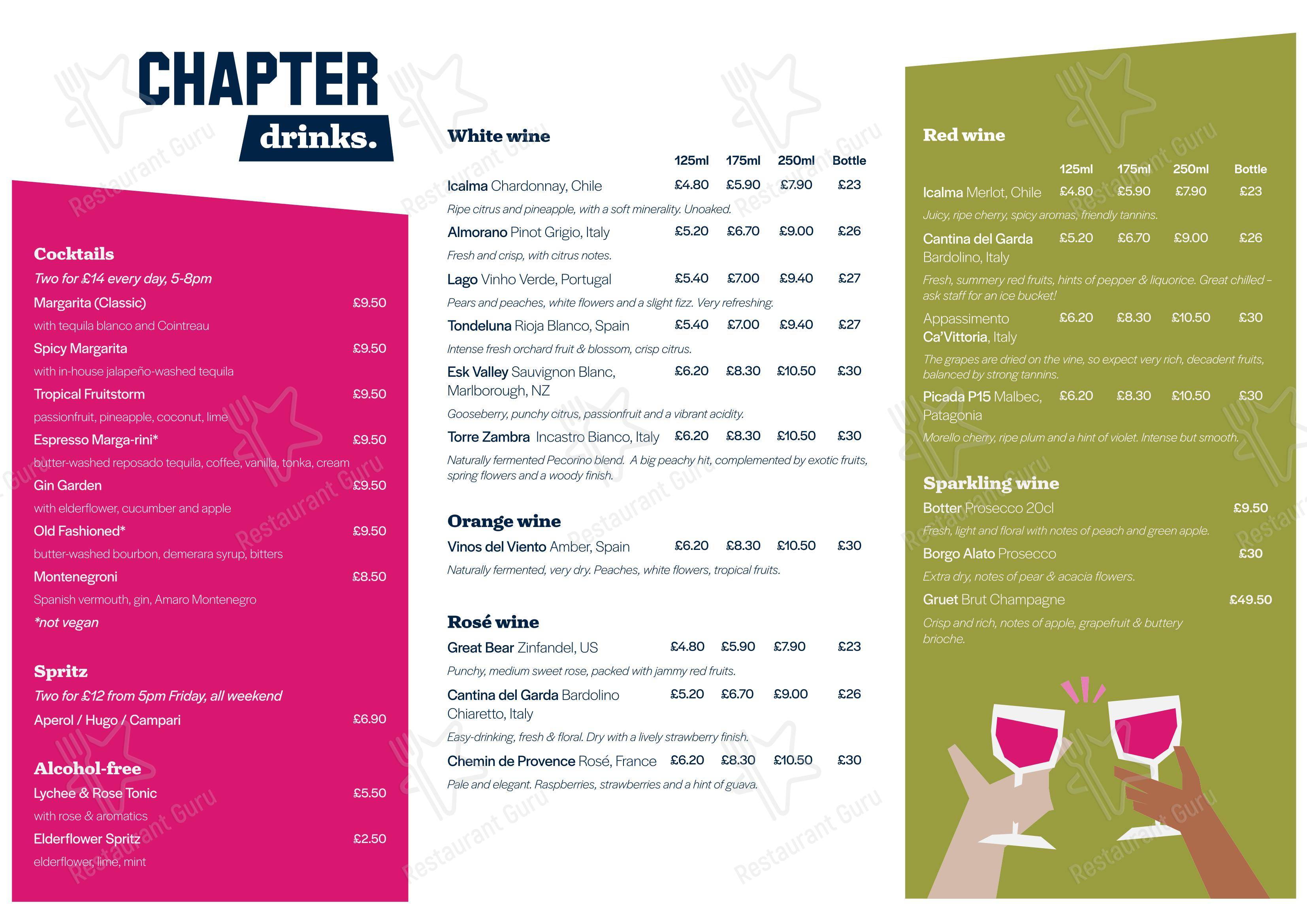 Меню кафе Chapter Arts Centre - Takeaway Menu