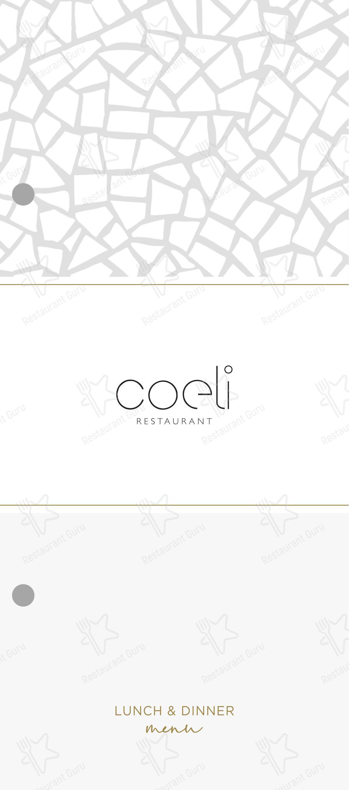 Основное меню ресторана Coeli Restaurant Paros в Парикии