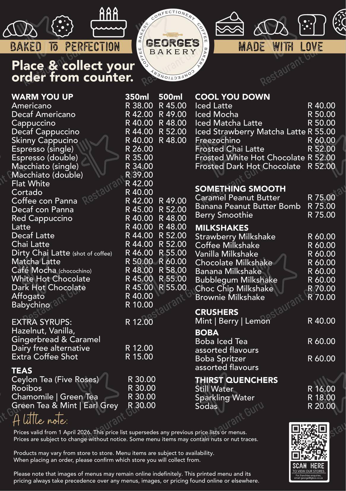 George's Bakery Rynfield в Бенонях - Lunch Menu