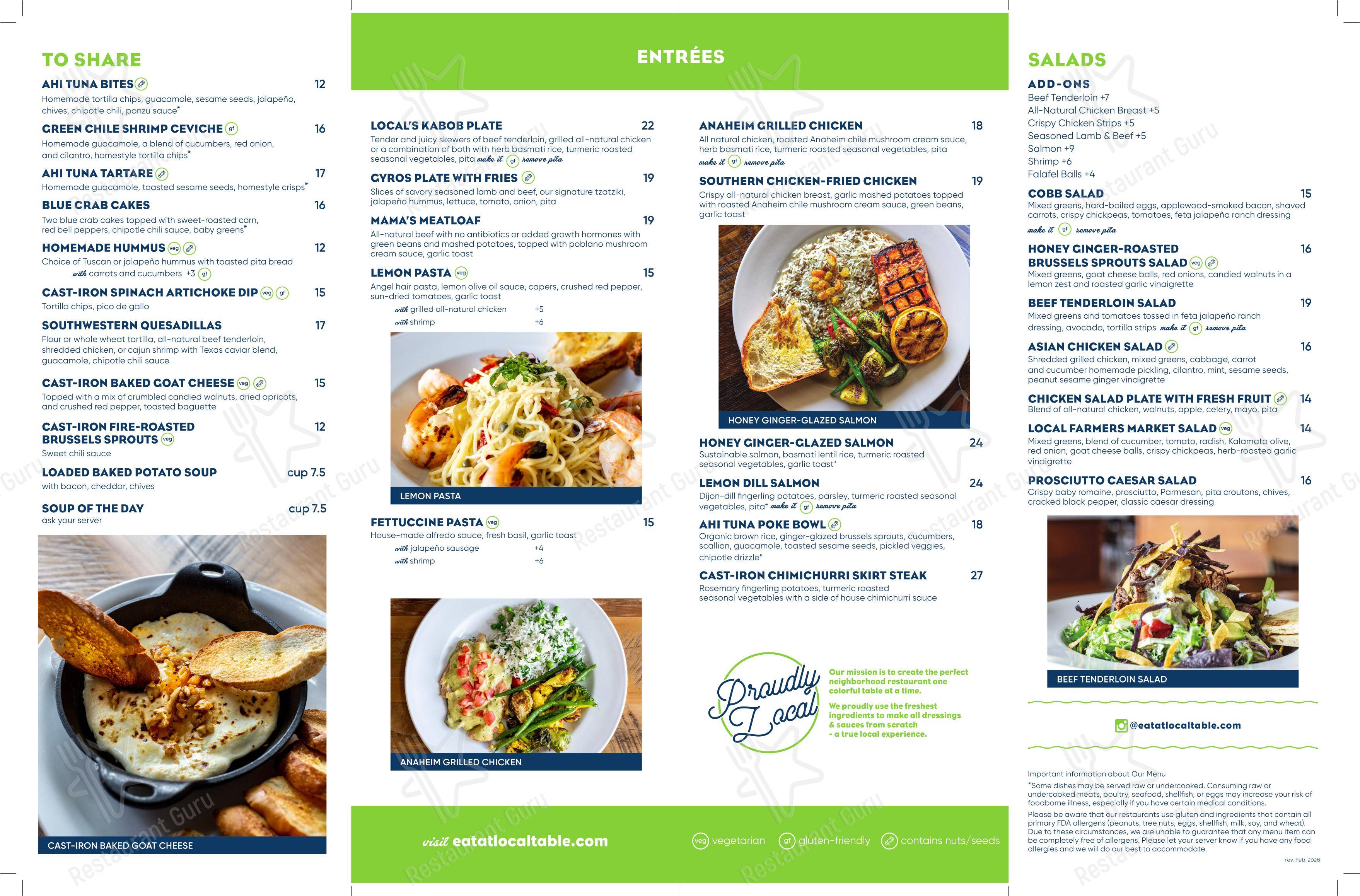 Local Table в Хьюстоне - Меню напитков