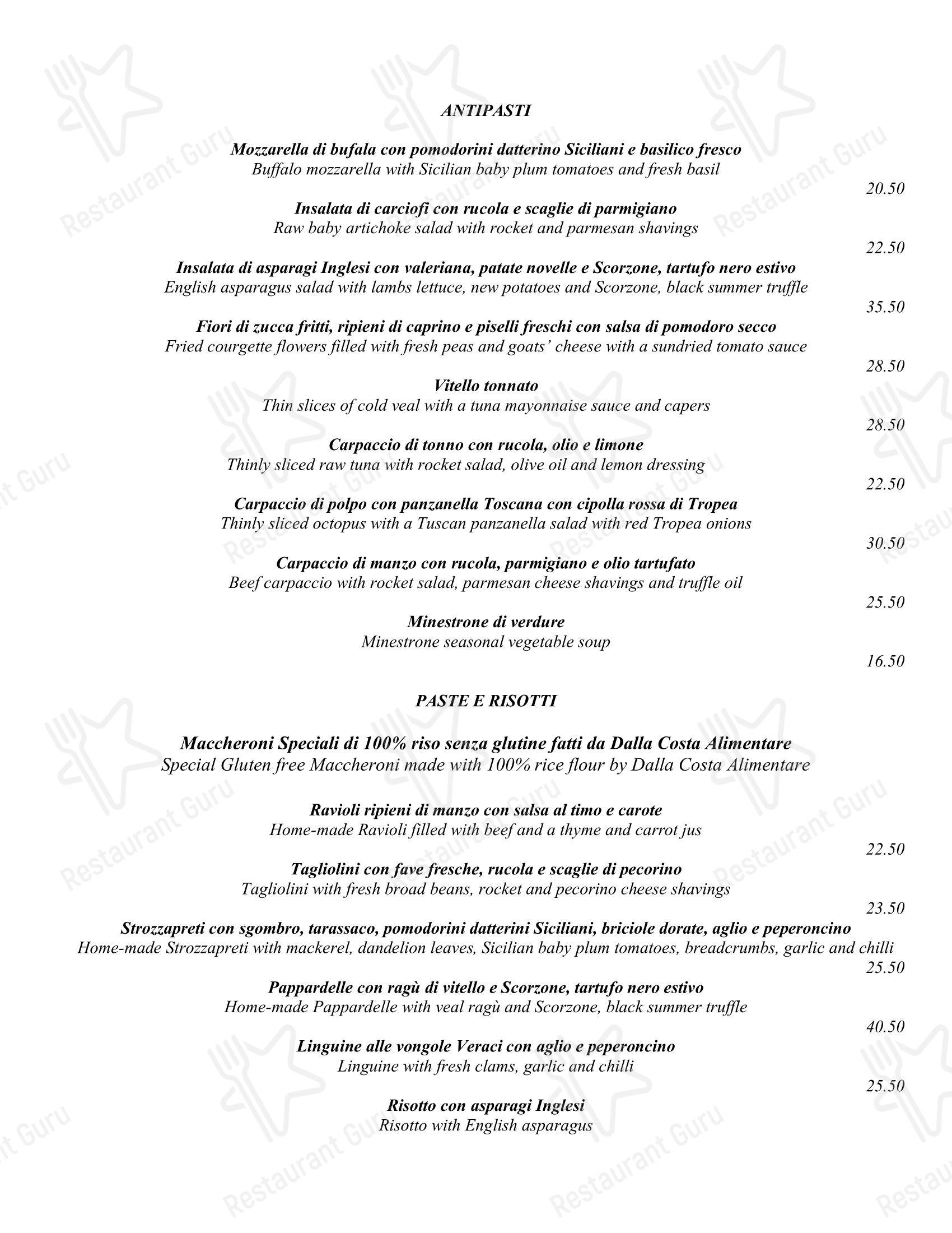 Lucio Restaurant в Лондоне - Крафт меню