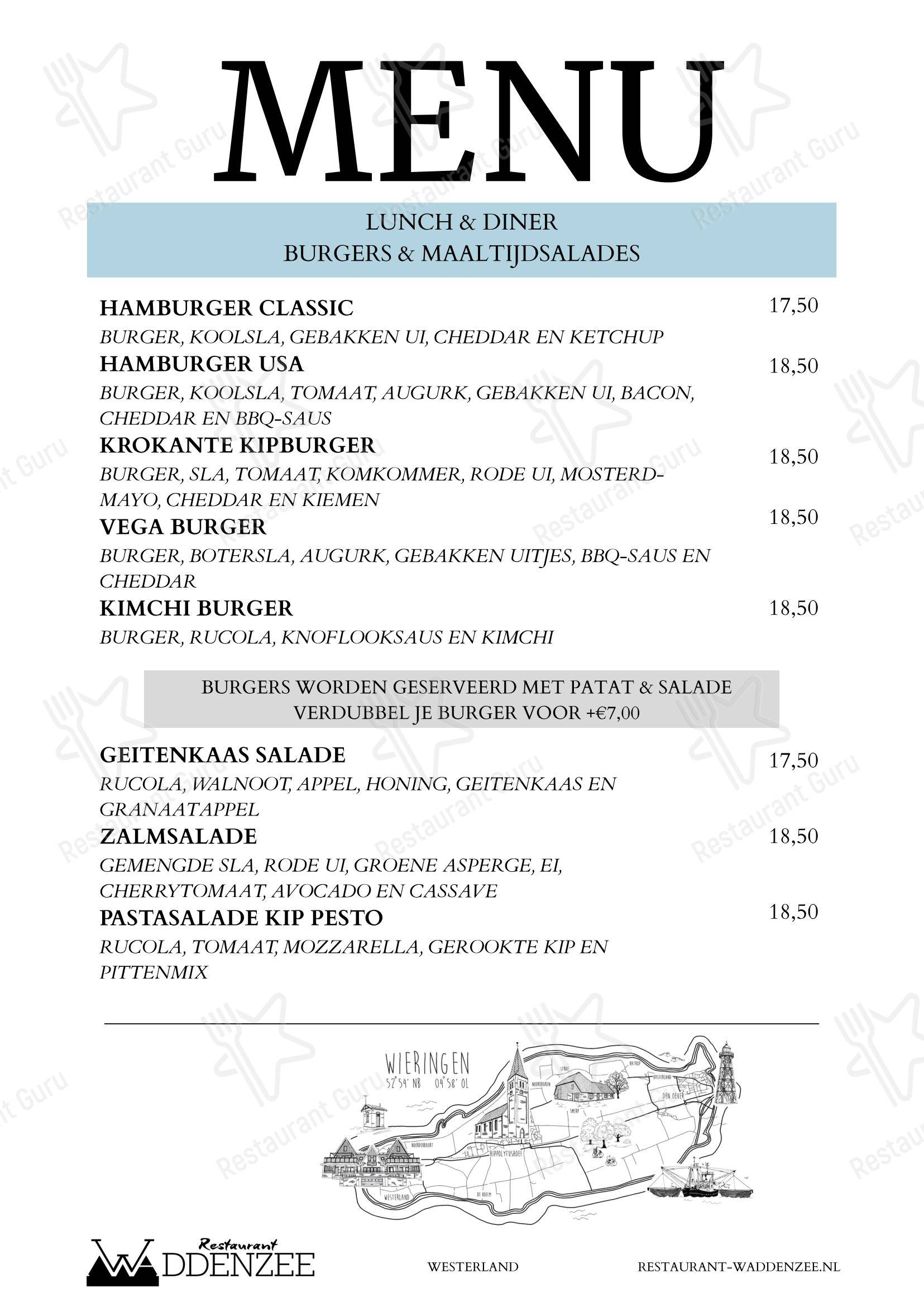 菜单 ресторана Restaurant Waddenzee в Westerland