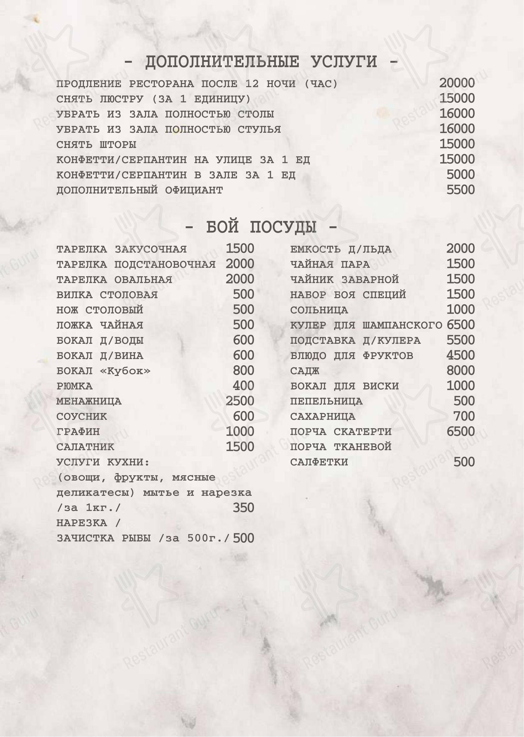 Меню ресторана Шодо