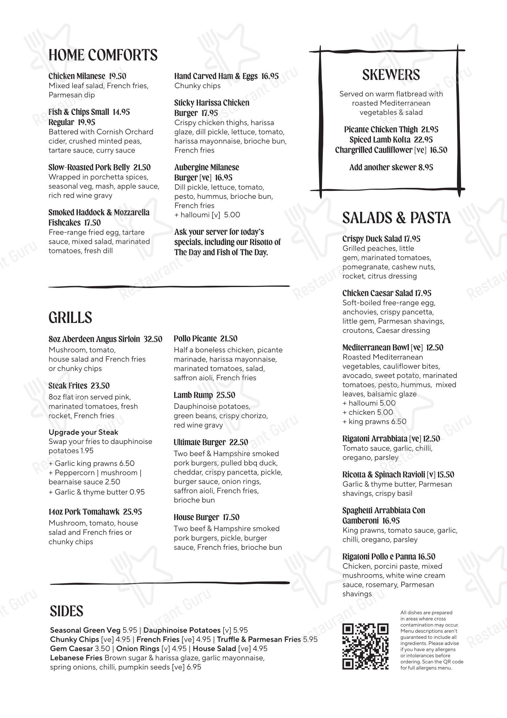 Group Booking Menu паба и бара The Hawk Inn Pub with Rooms в Андовере