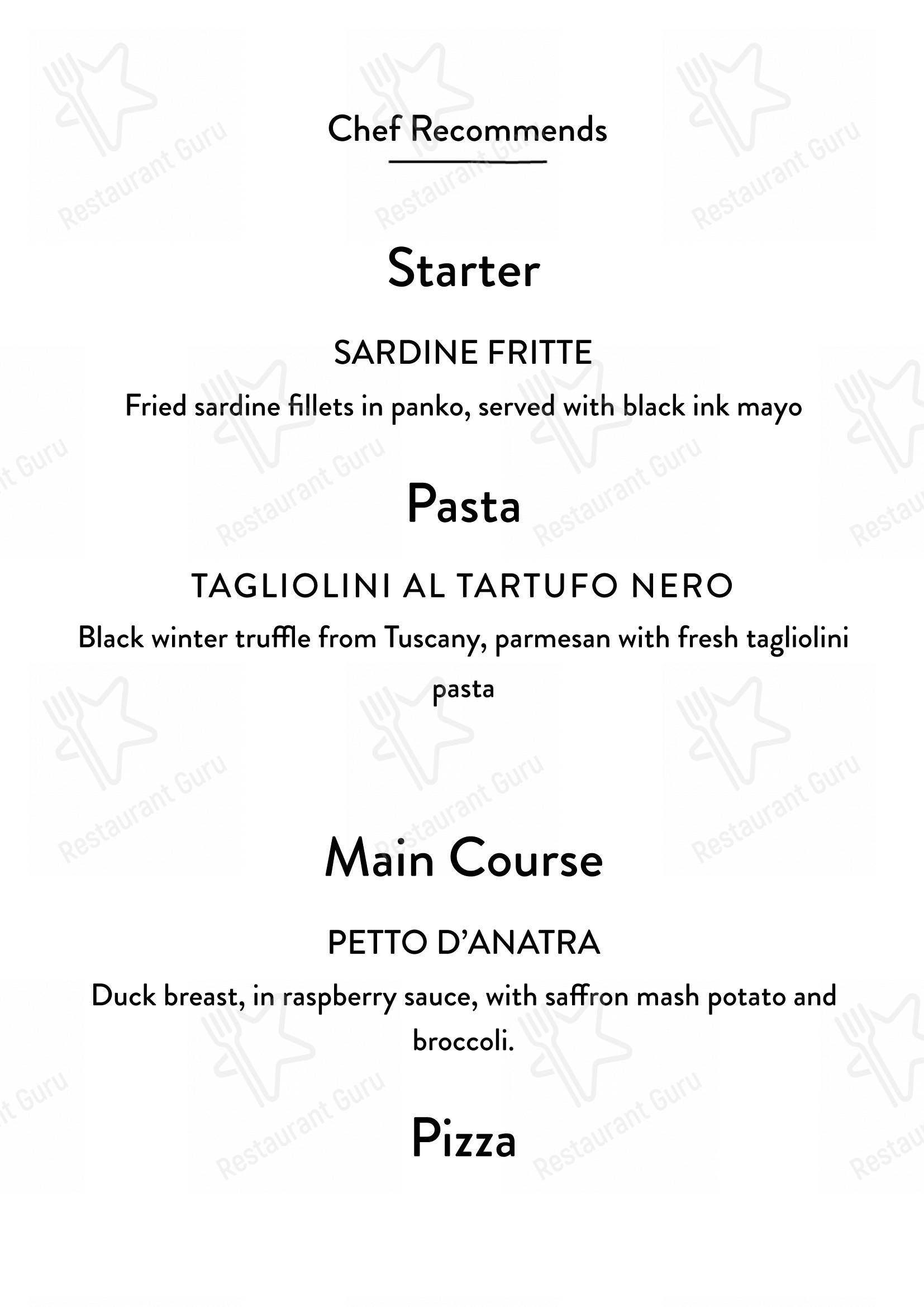 Меню кафе Tomo Italian Kitchen - Меню