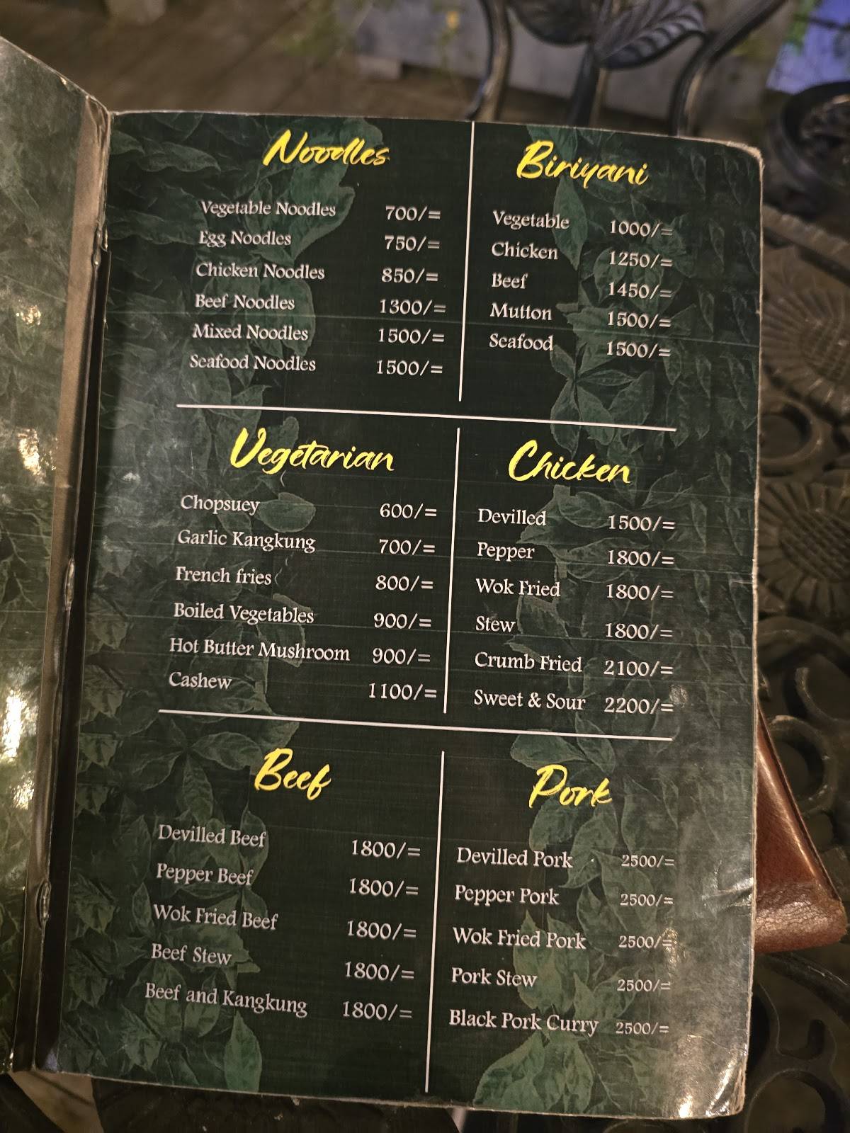 Six8one Restaurant & Pub - Kandy меню