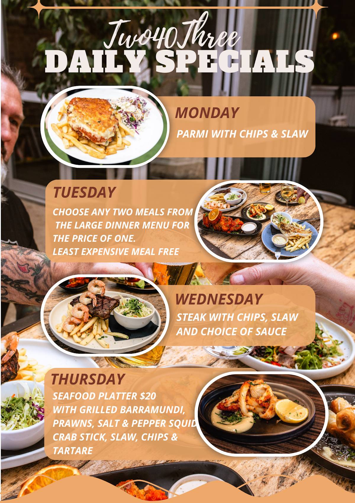 Two40Three Bar&Grill Morley меню