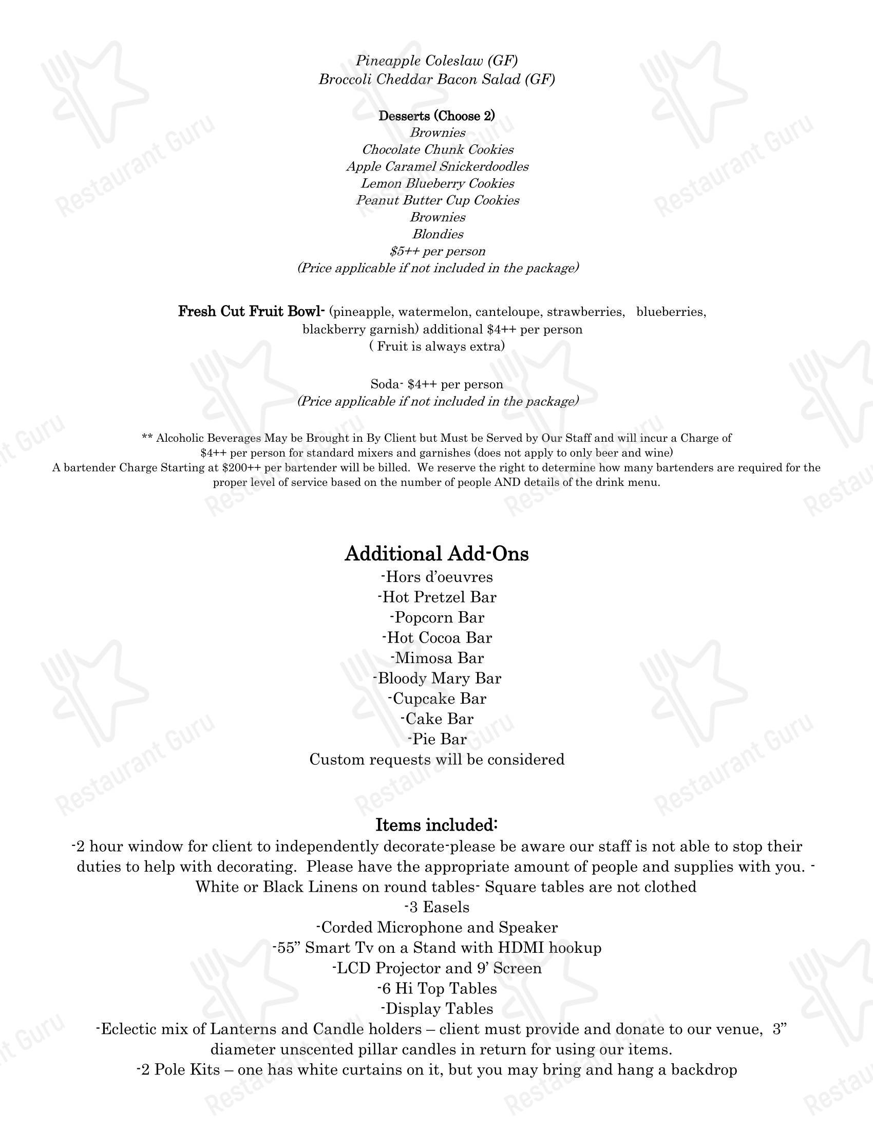 Dinner Menu 29 Cooks Catering
