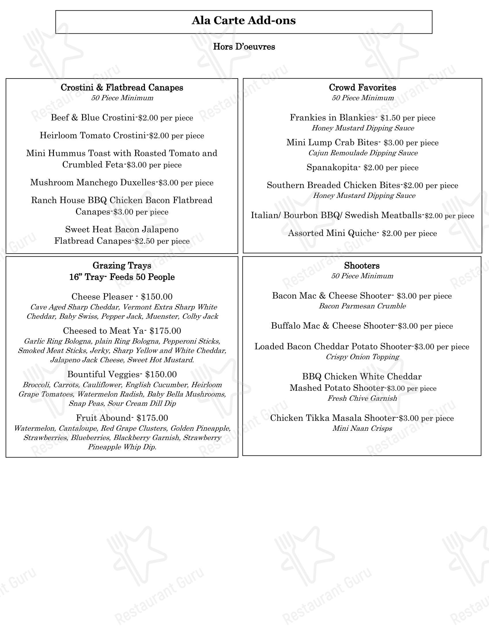 菜单 29 Cooks Catering