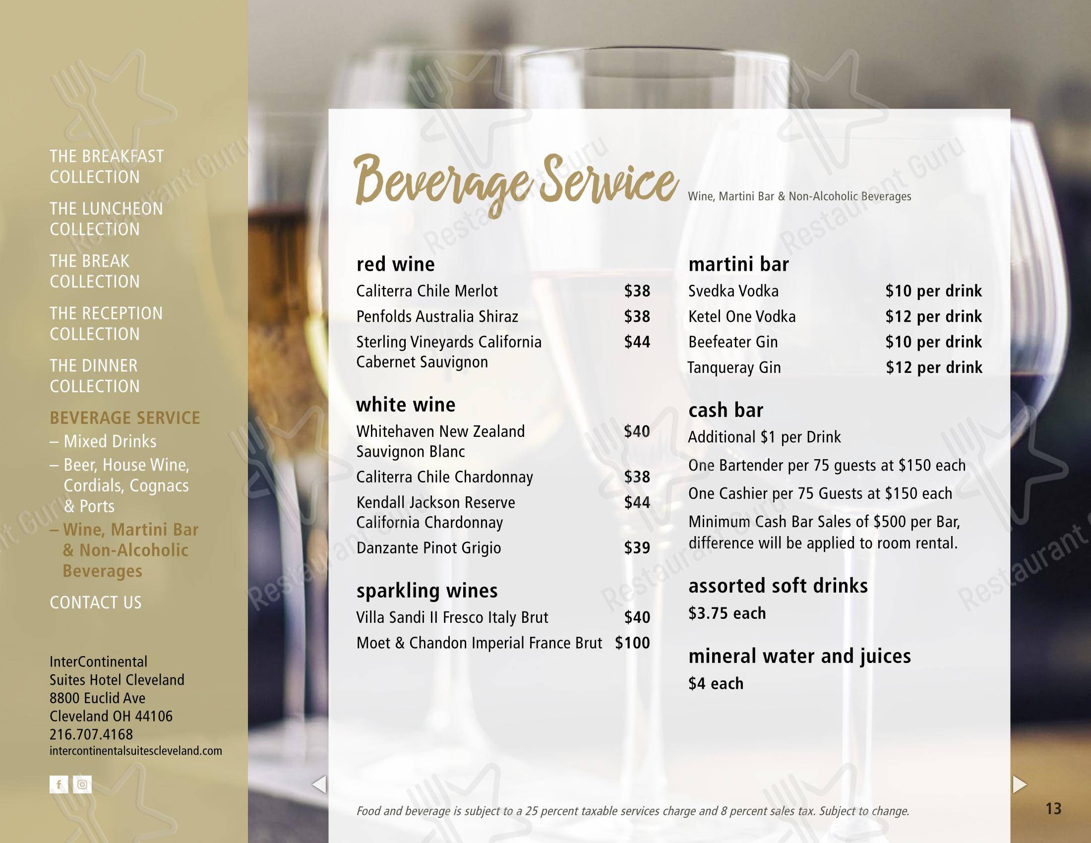 Меню ресторана C2 Restaurant Bar Lounge - Меню