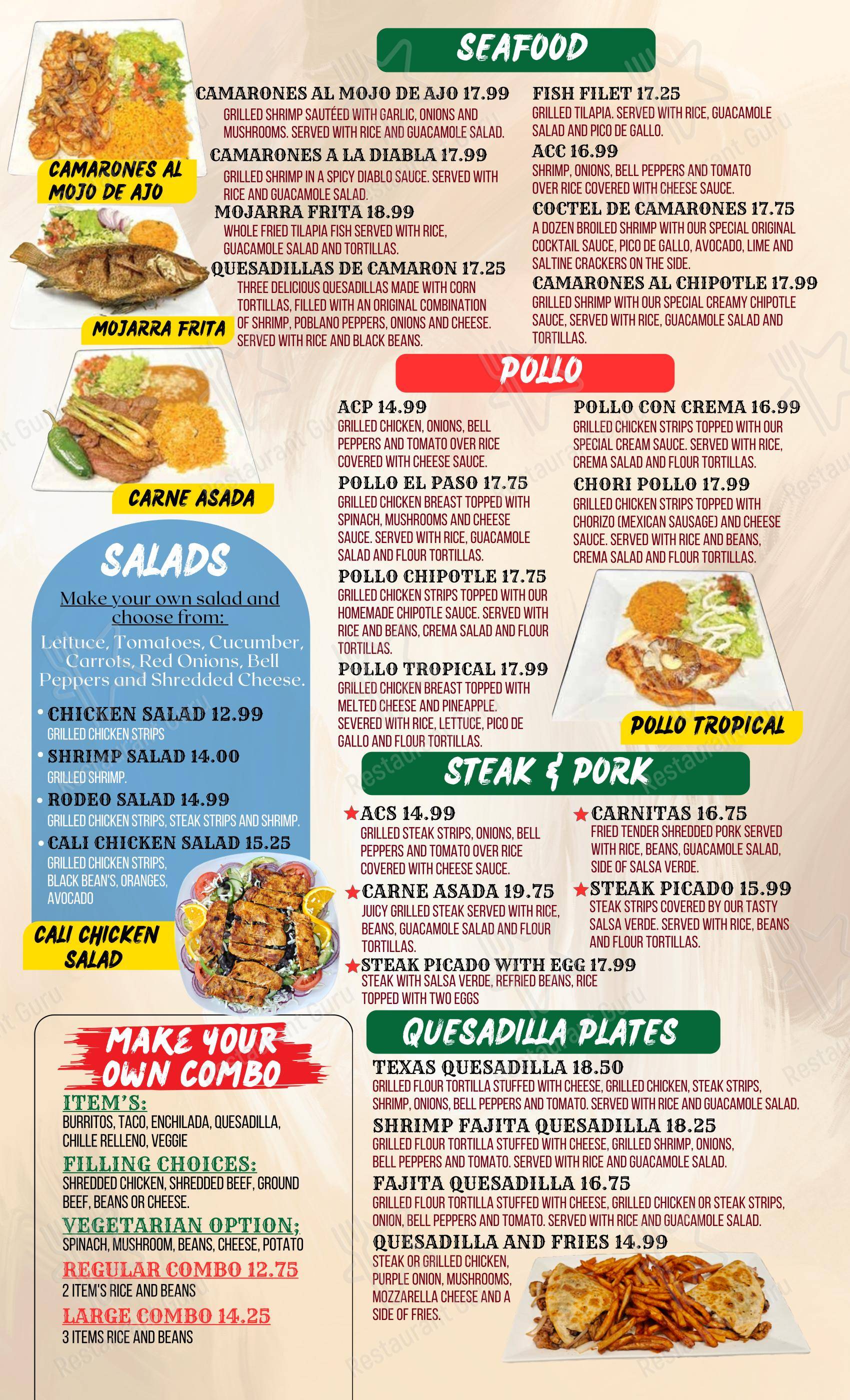 Меню ресторана El Rodeó Mexican Restaurant
