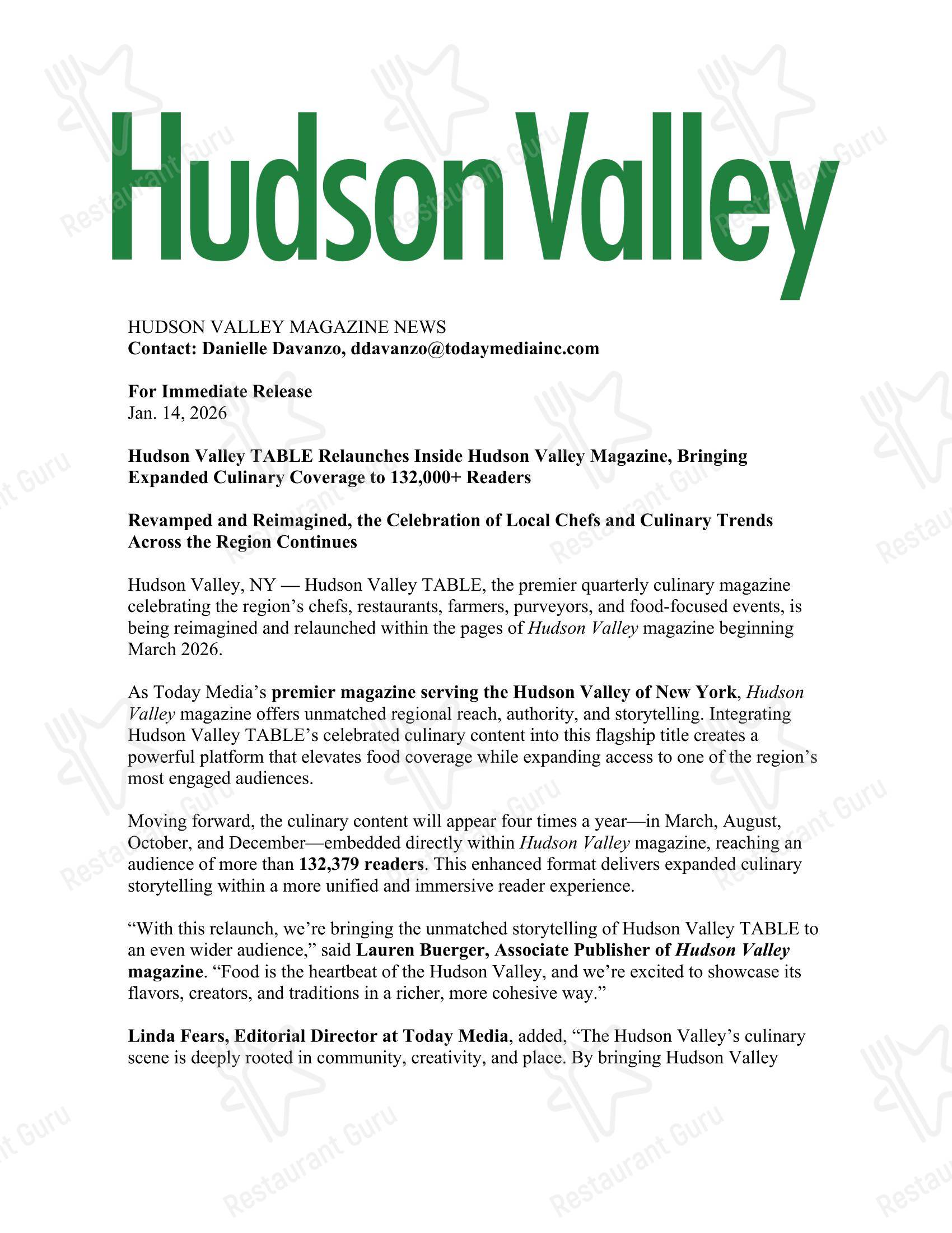 菜单 десерта Hudson Valley Restaurant Week