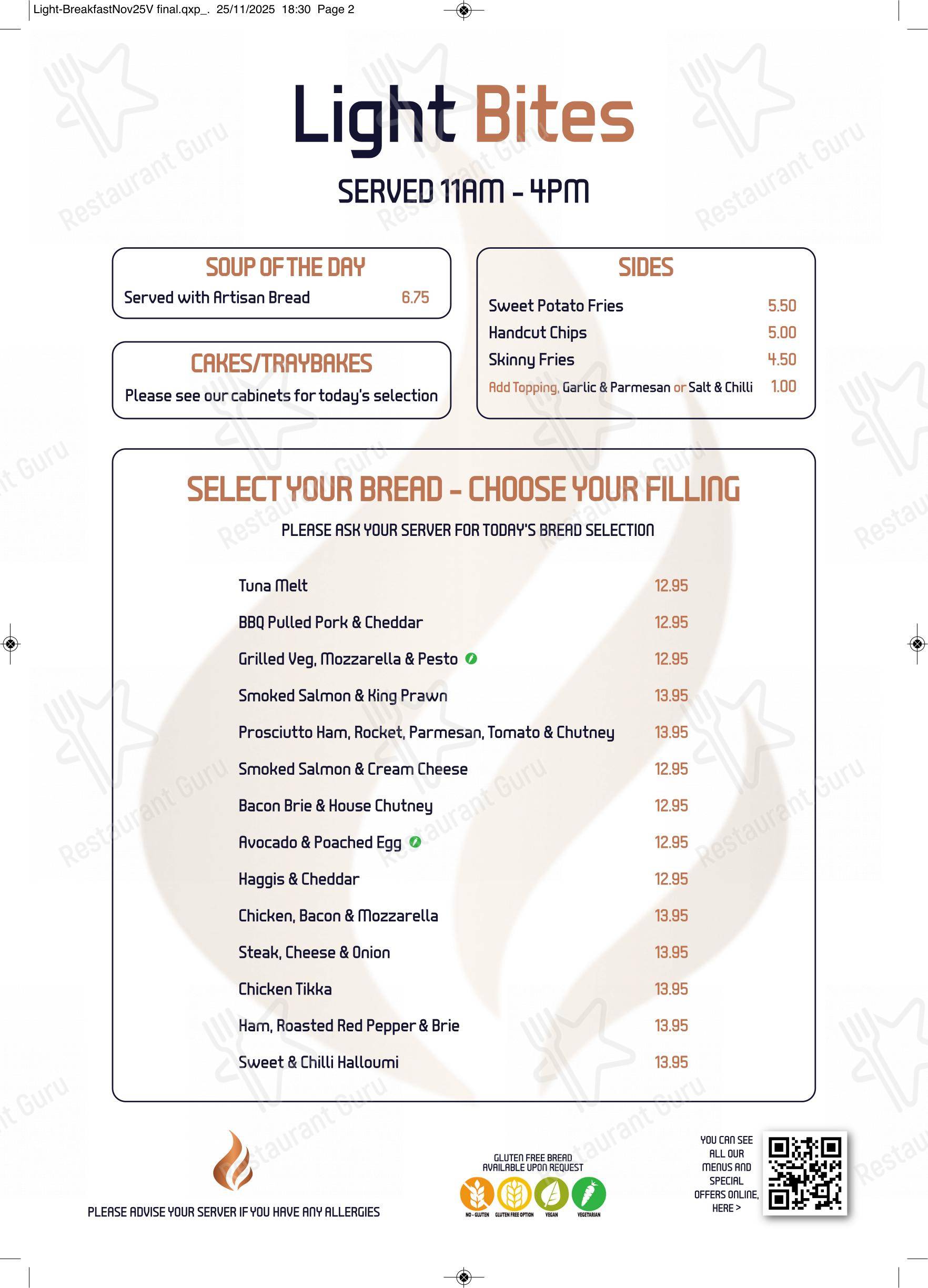 Меню ресторана Hugo's - Lunch Menu
