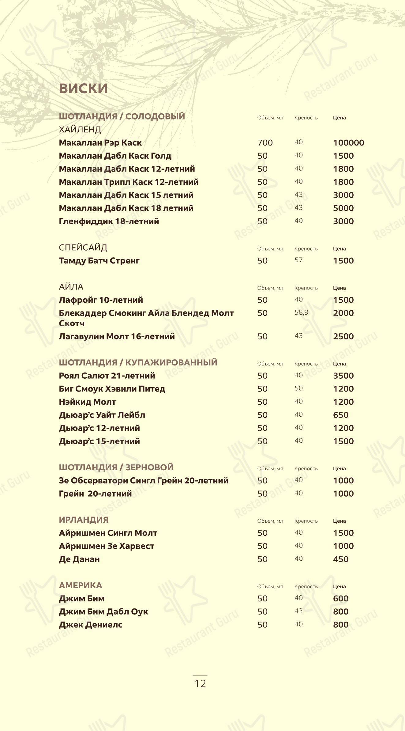 Меню ресторана Кедровый дом - Wine Menu