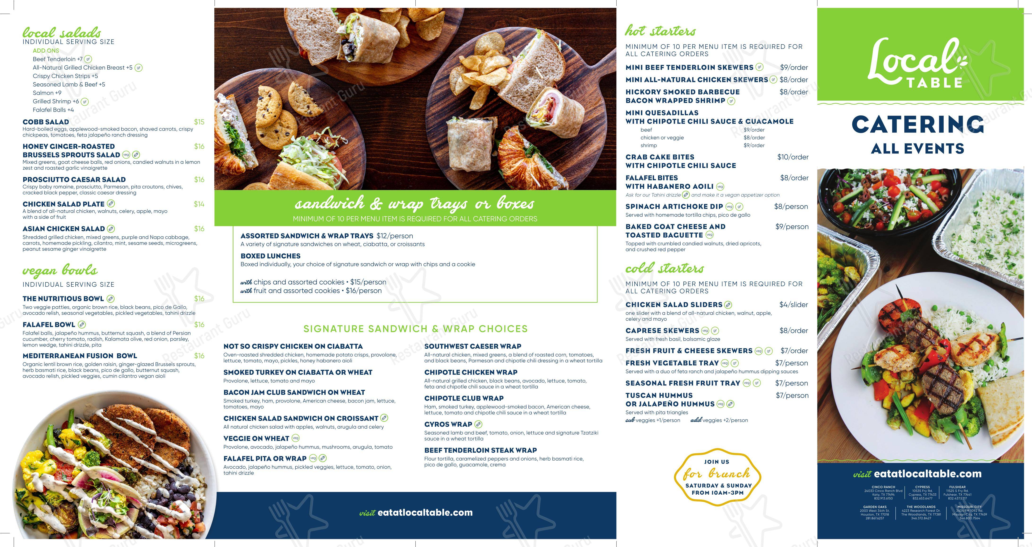 Local Table в Хьюстоне - Меню