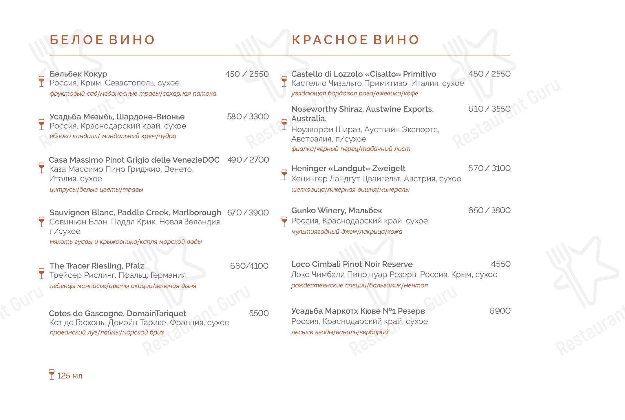 Полли в Владимире - Меню