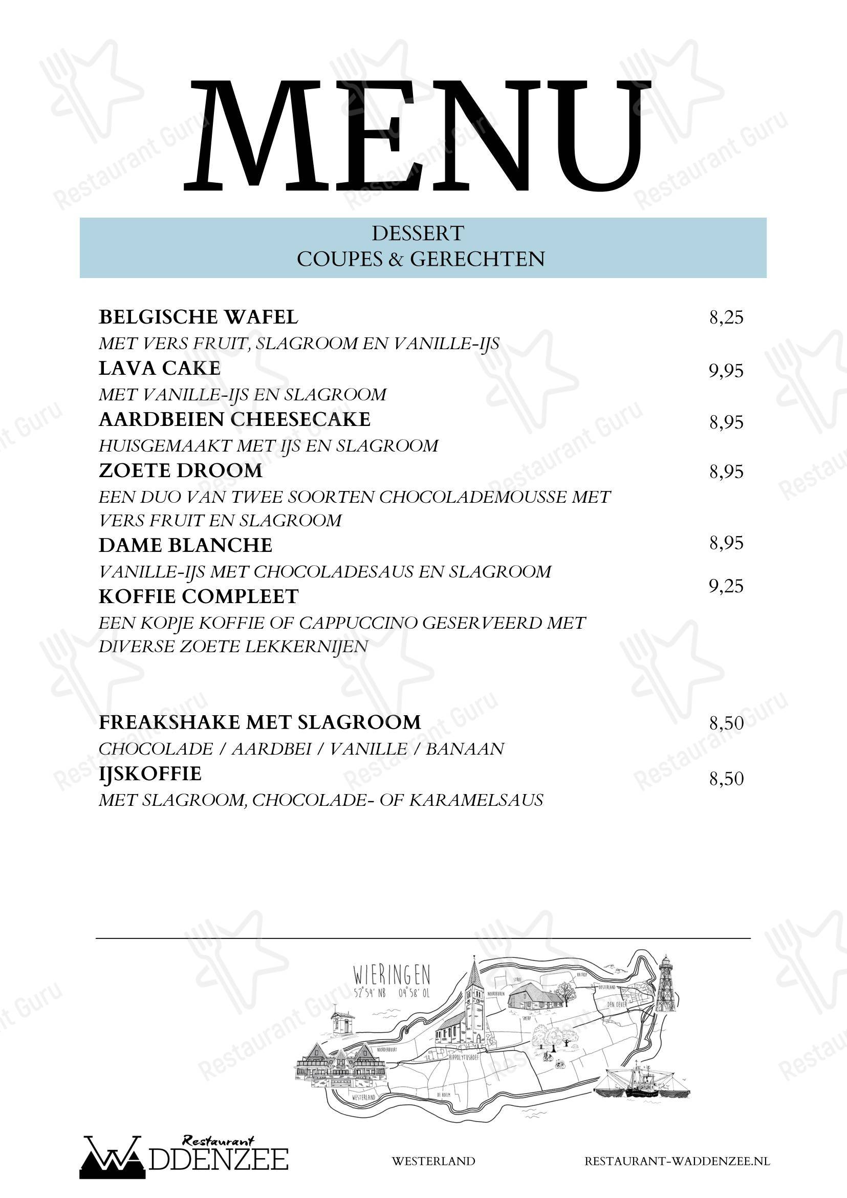 菜单 ресторана Restaurant Waddenzee в Westerland