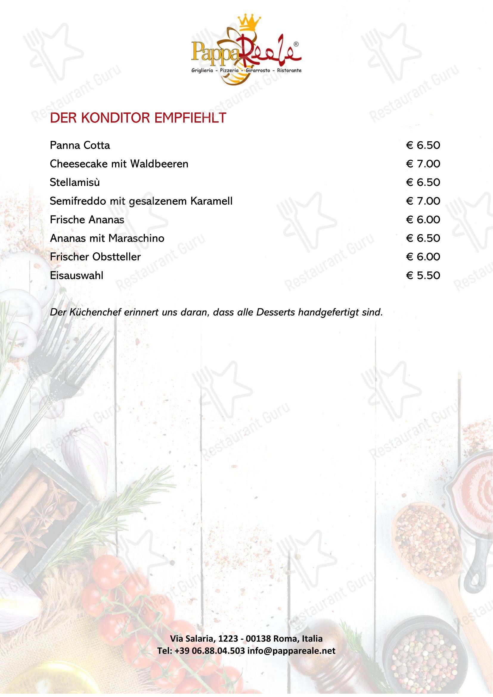 Меню пиццерии Ristorante Pizzeria - PappaReale - Меню напитков