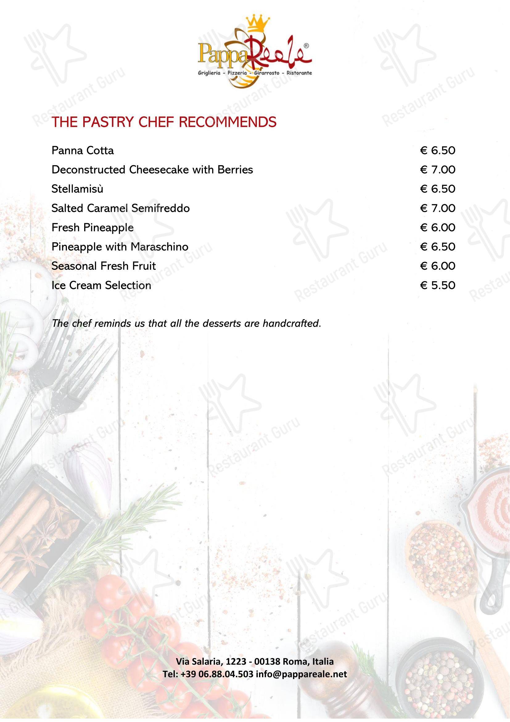 Меню пиццерии Ristorante Pizzeria - PappaReale - Меню