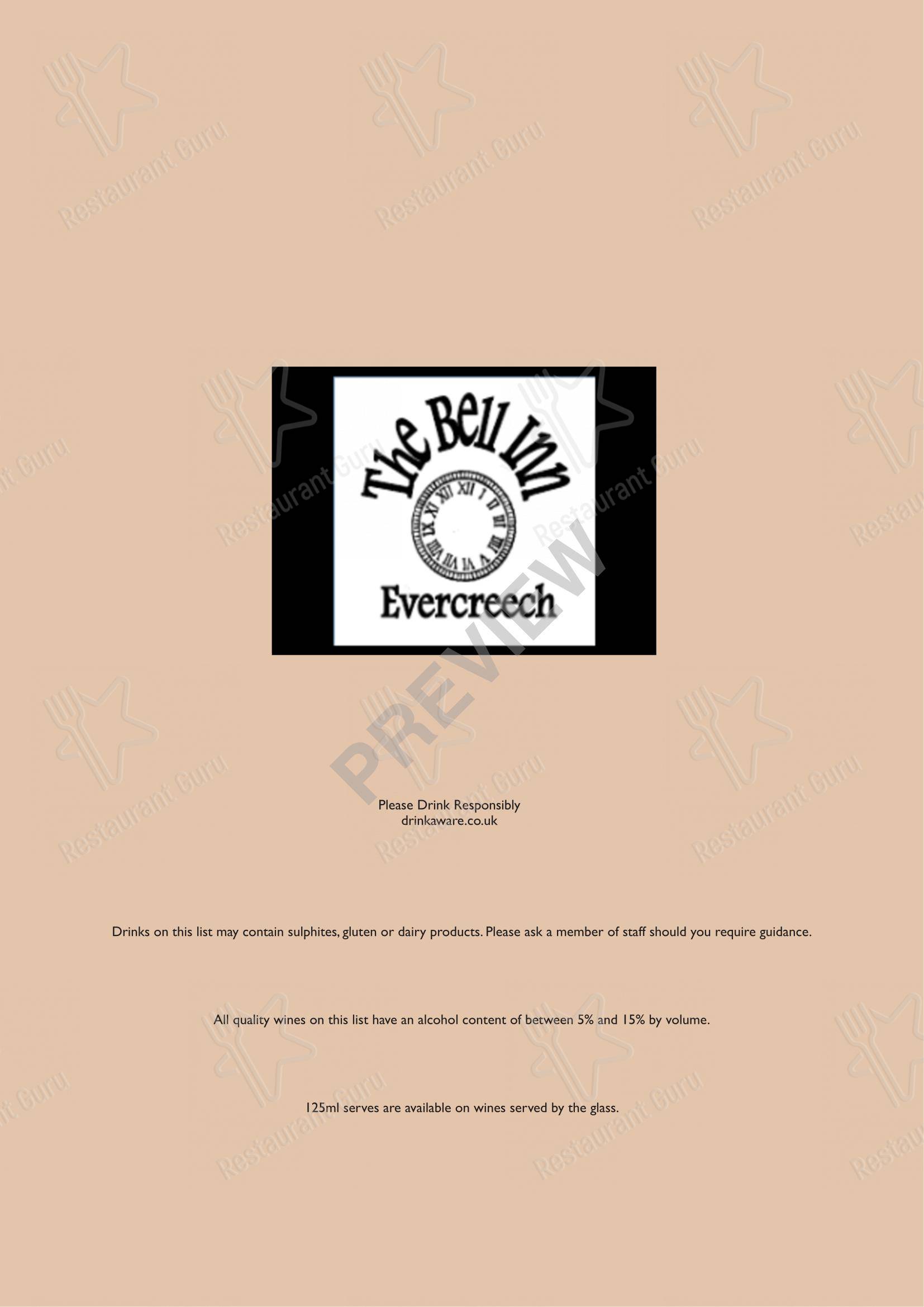 The Bell Inn в Шептоне Маллет - Основное меню