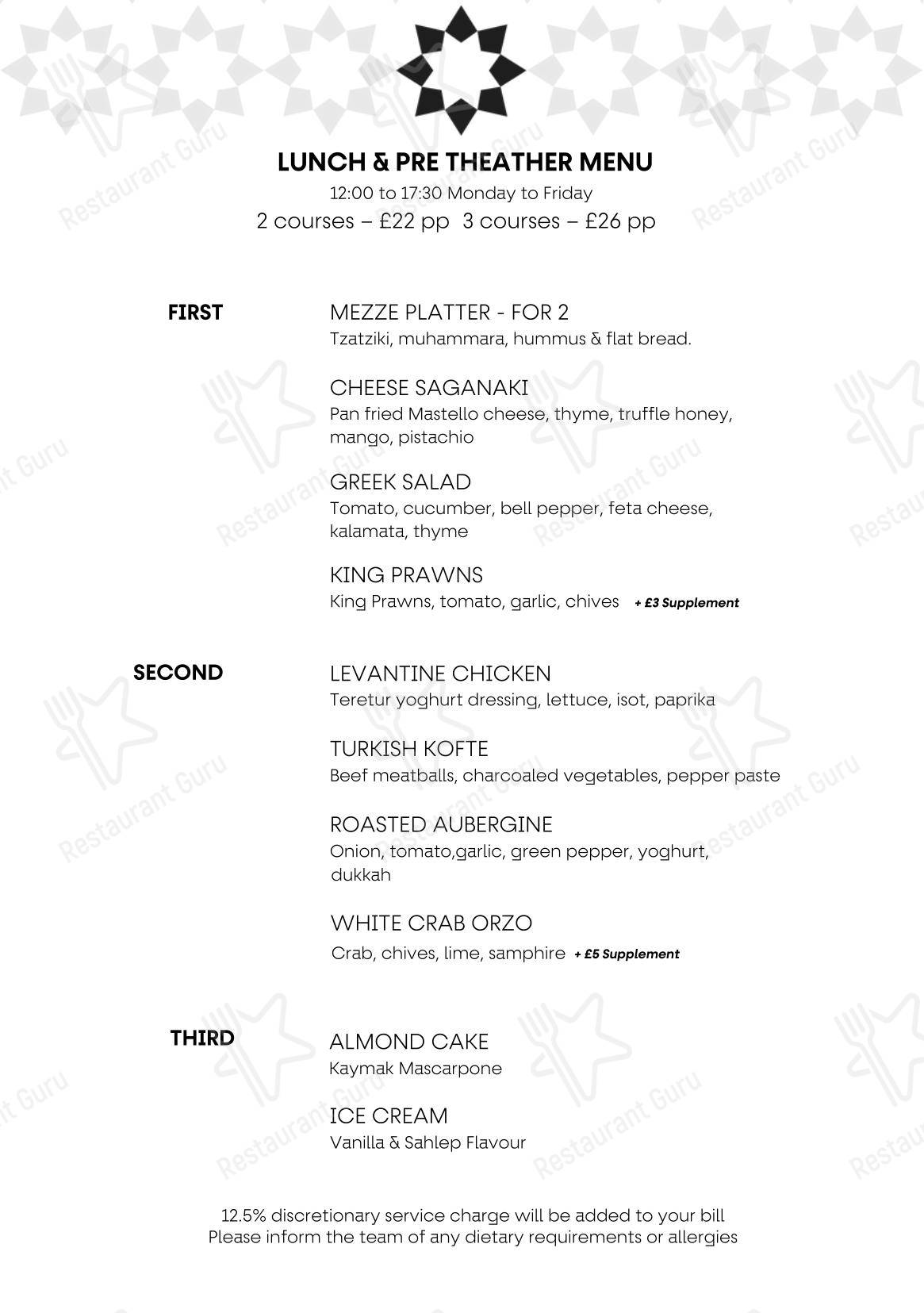 Lunch Menu ресторана The Counter в Лондоне