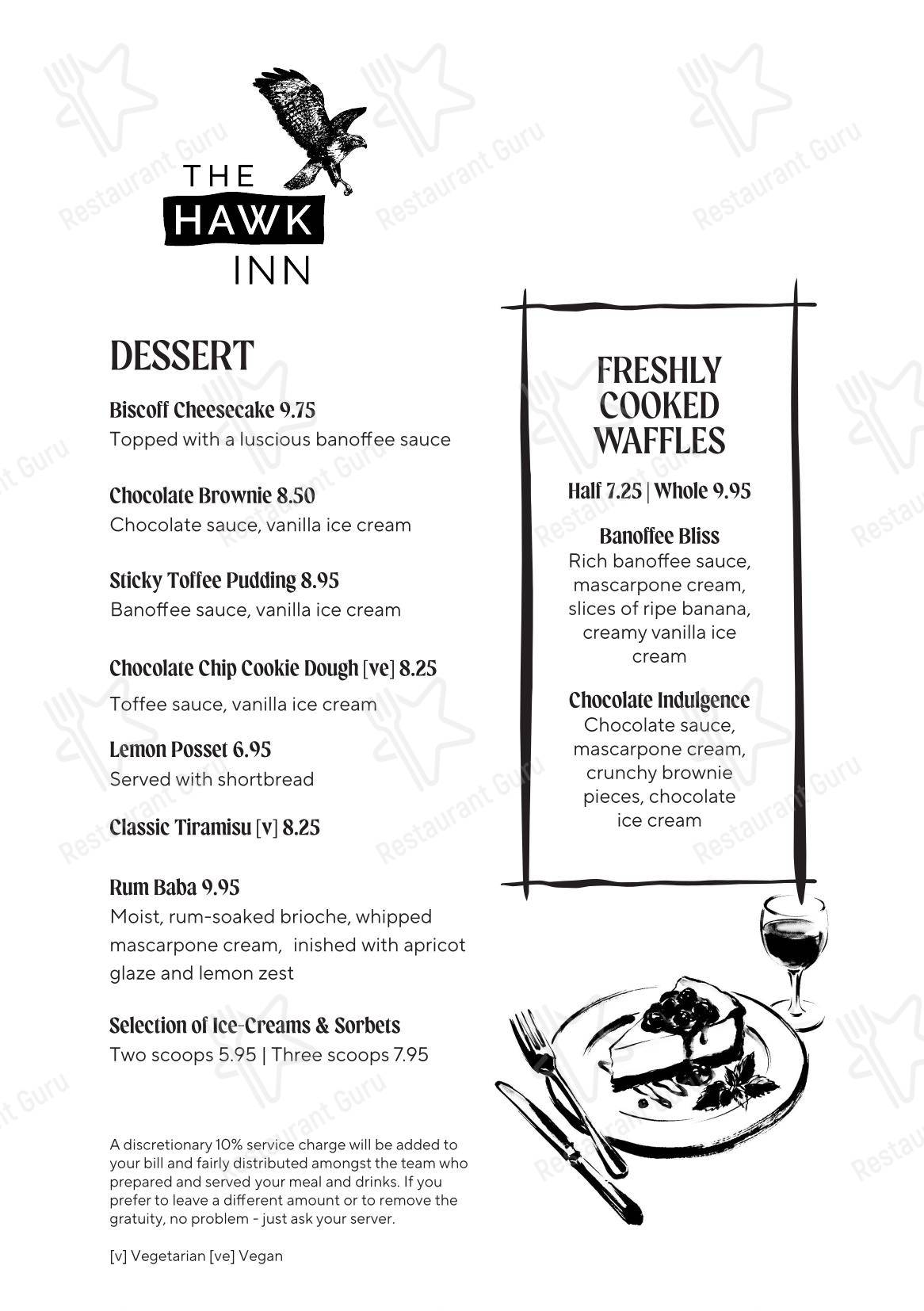 OUR MENU паба и бара The Hawk Inn Pub with Rooms в Андовере
