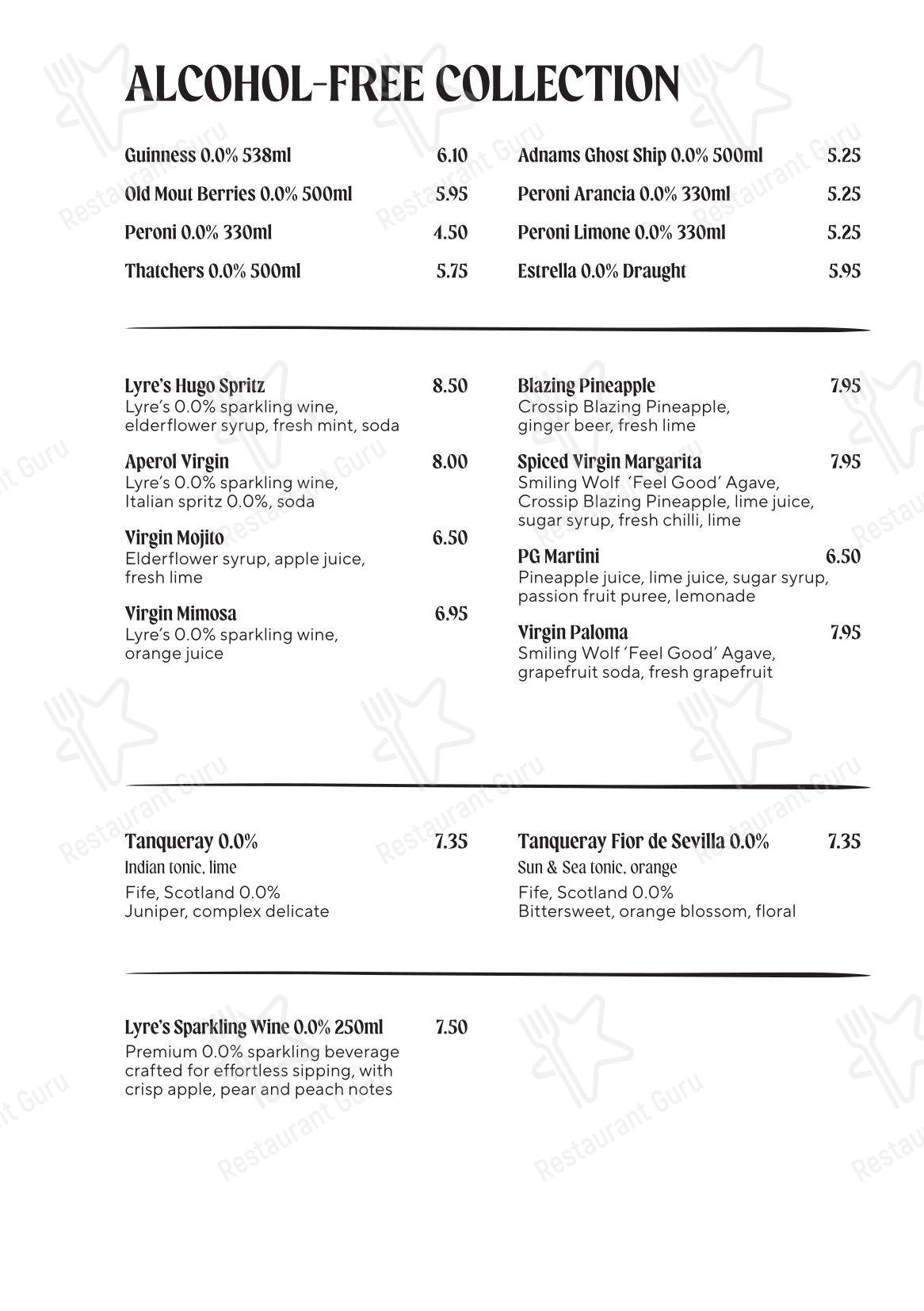 Меню паба и бара The Hawk Inn Pub with Rooms - Breakfast Menu