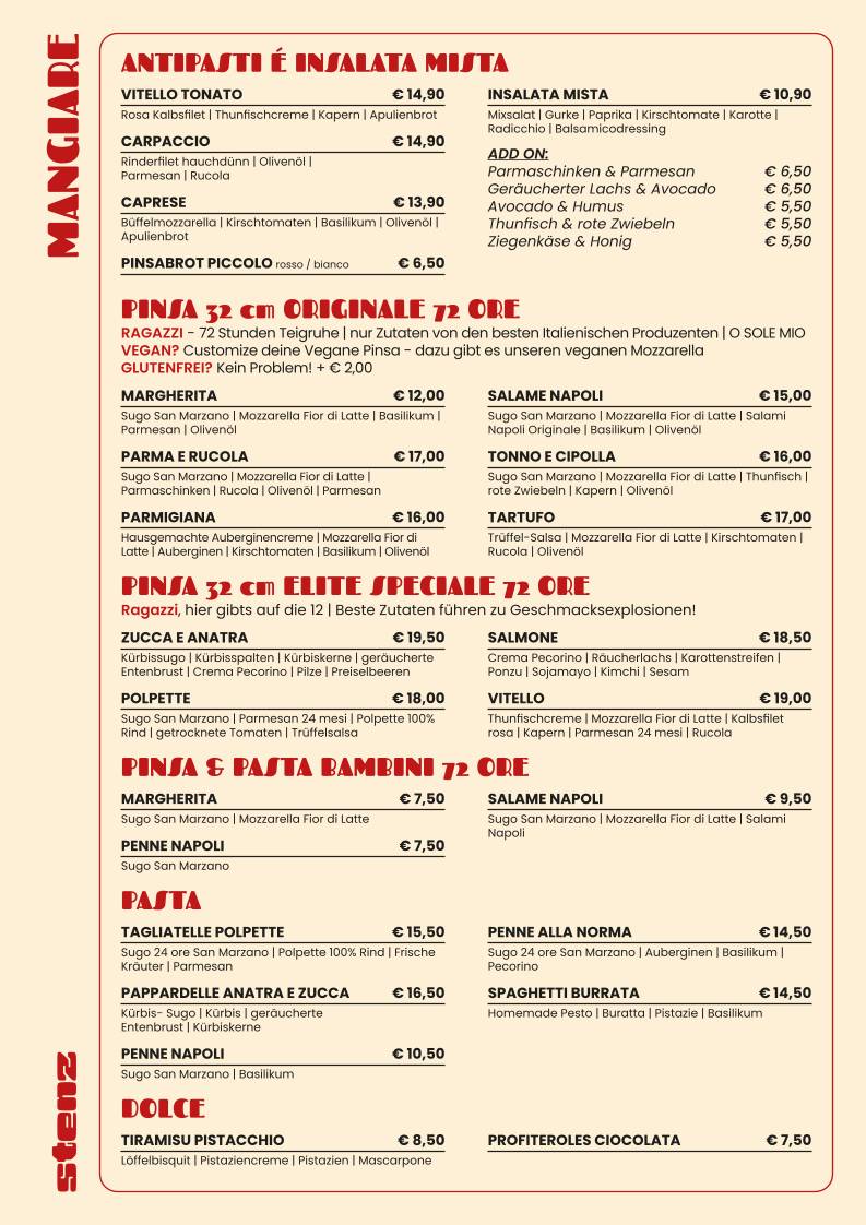 stenz cucina e bar меню
