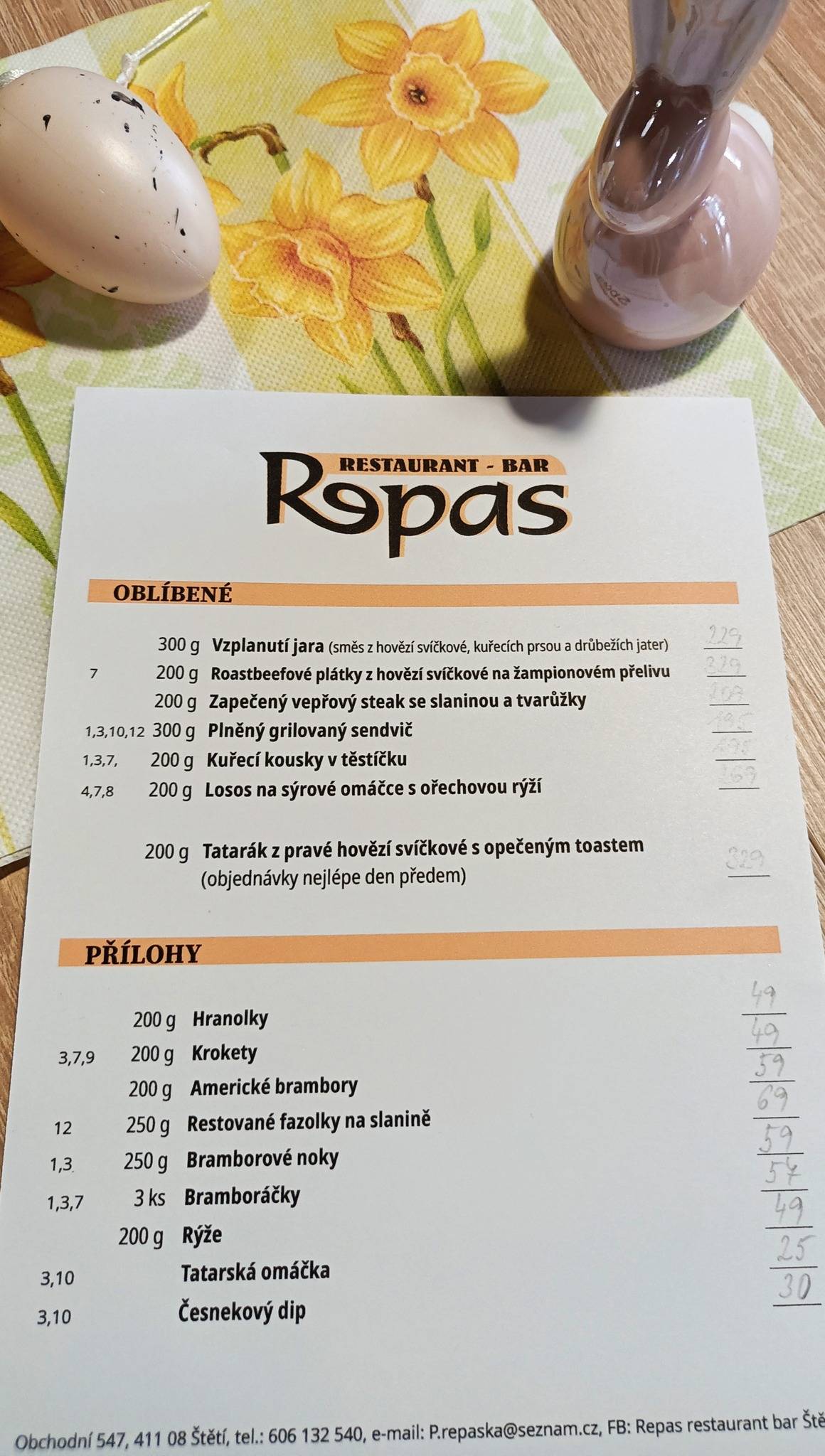 Bar Repas меню