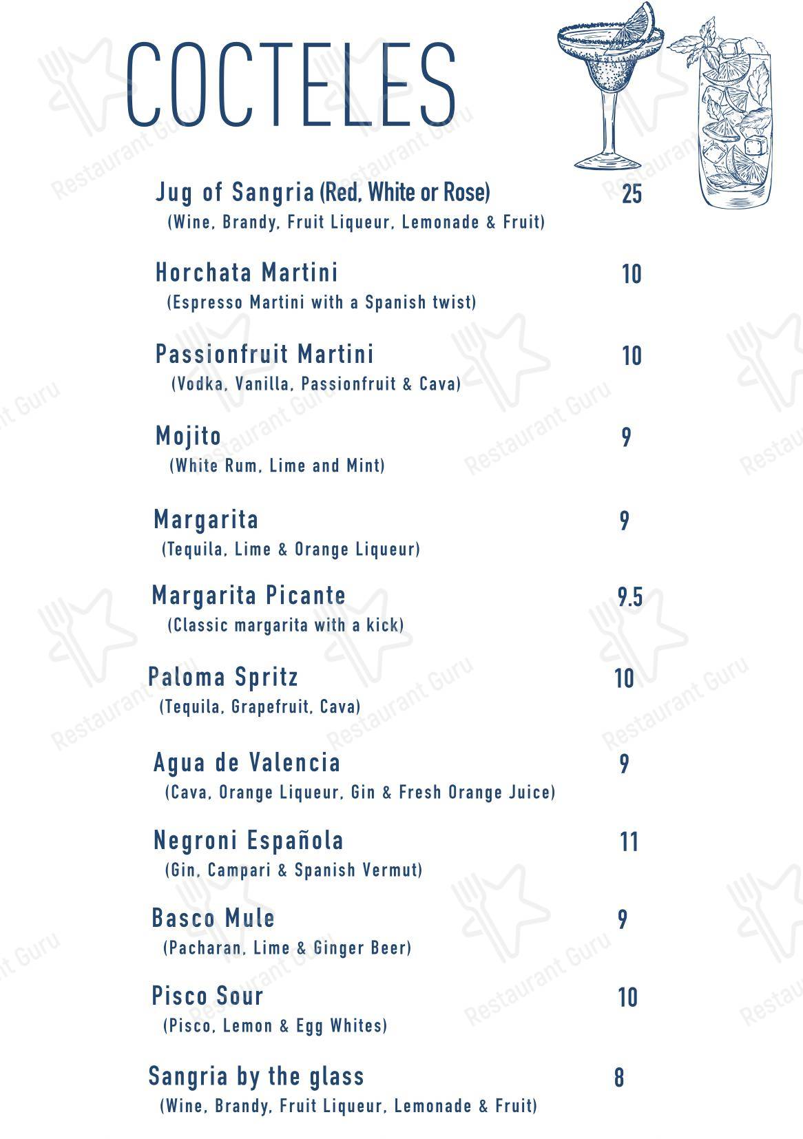 Меню напитков паба и бара tapas3 в Эдинбурге