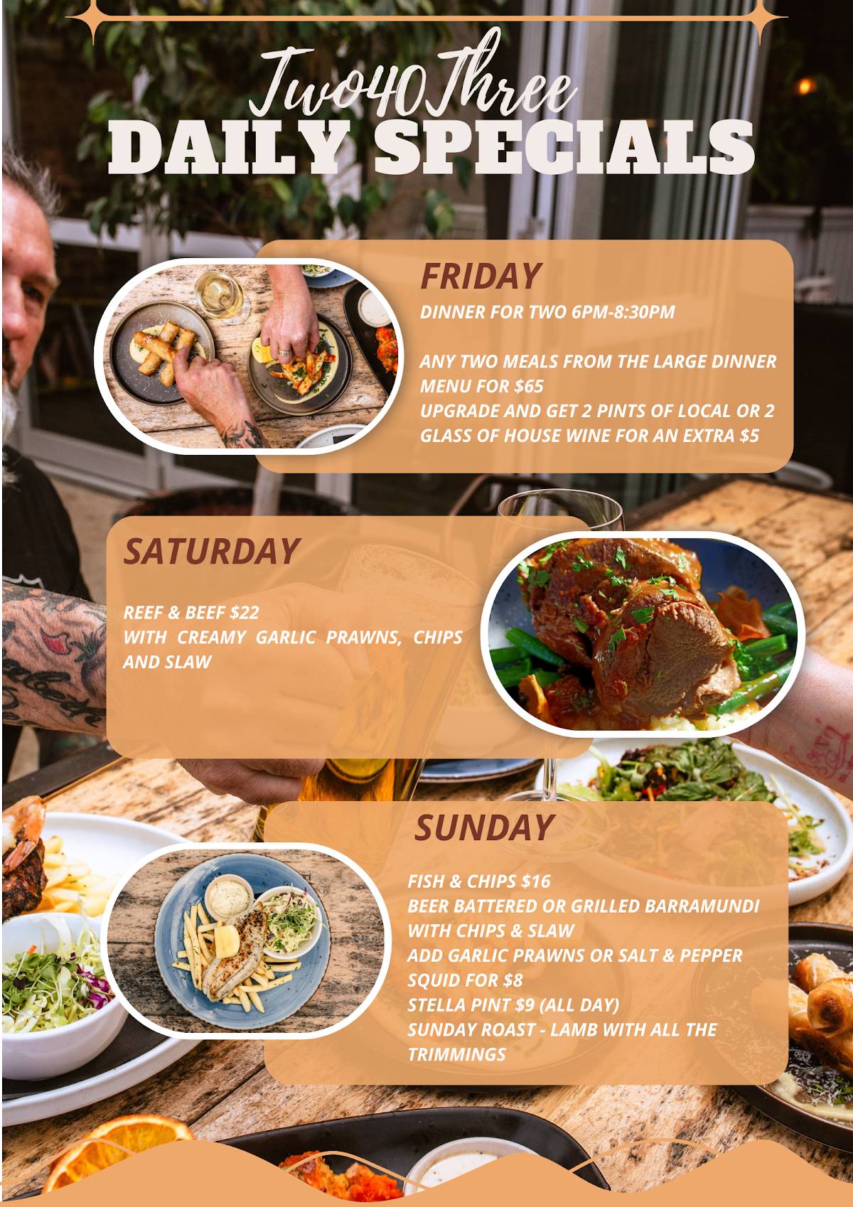 Two40Three Bar&Grill Morley меню