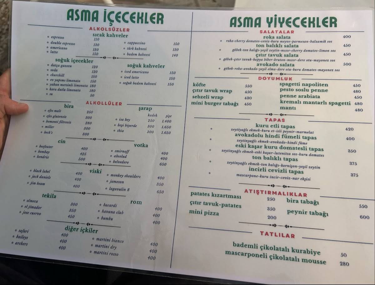 ASMA ESKİ DATÇA меню