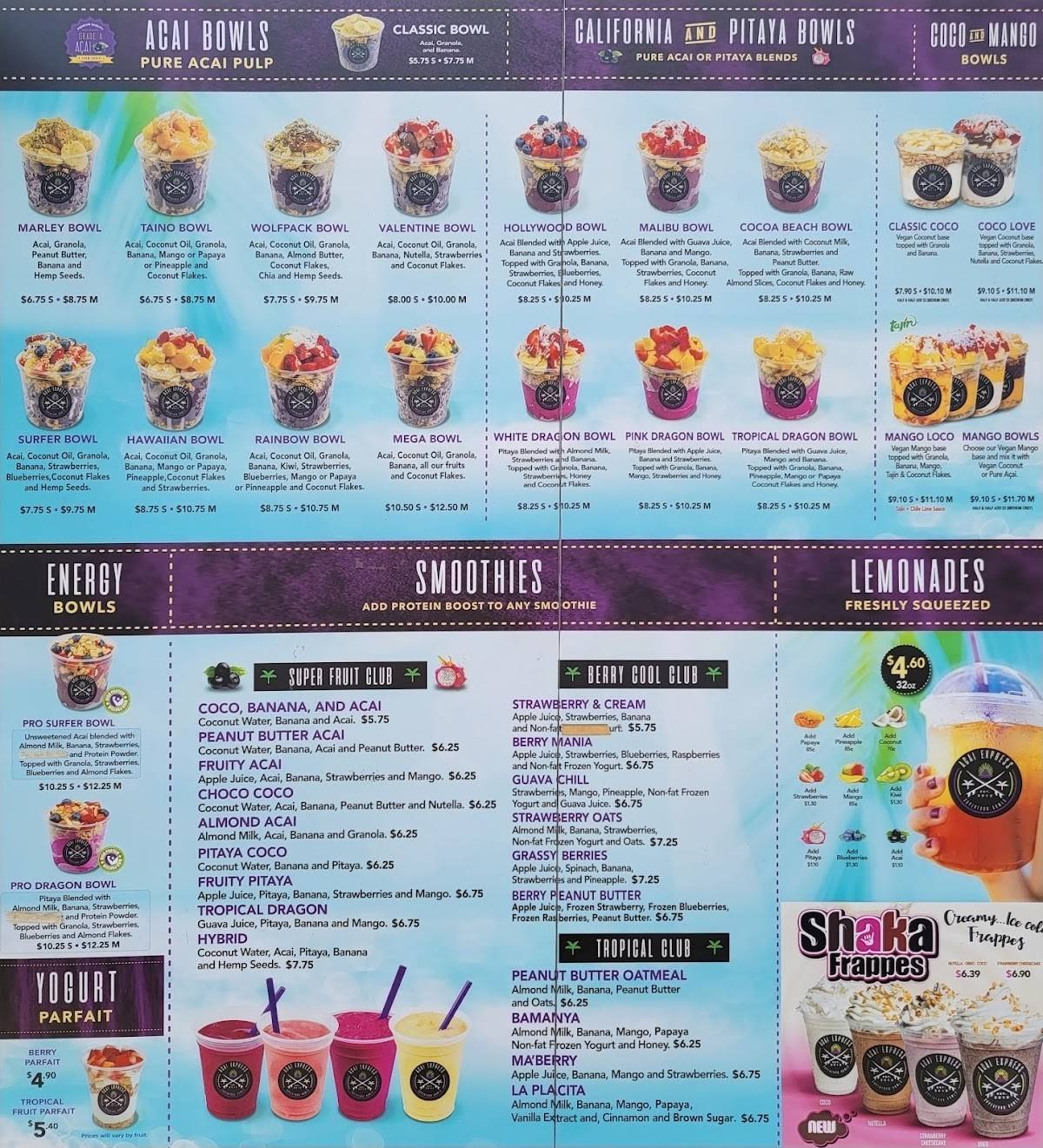 Acai Express меню