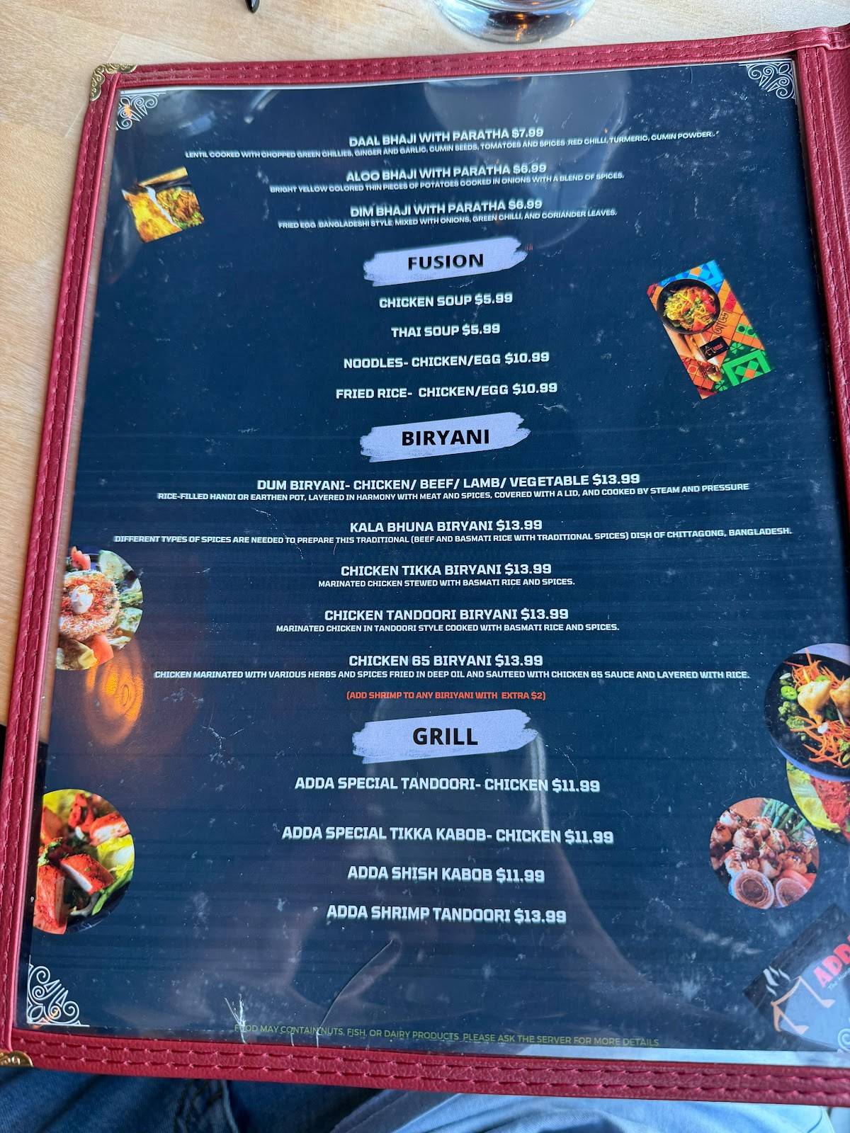 Adda Restaurant меню