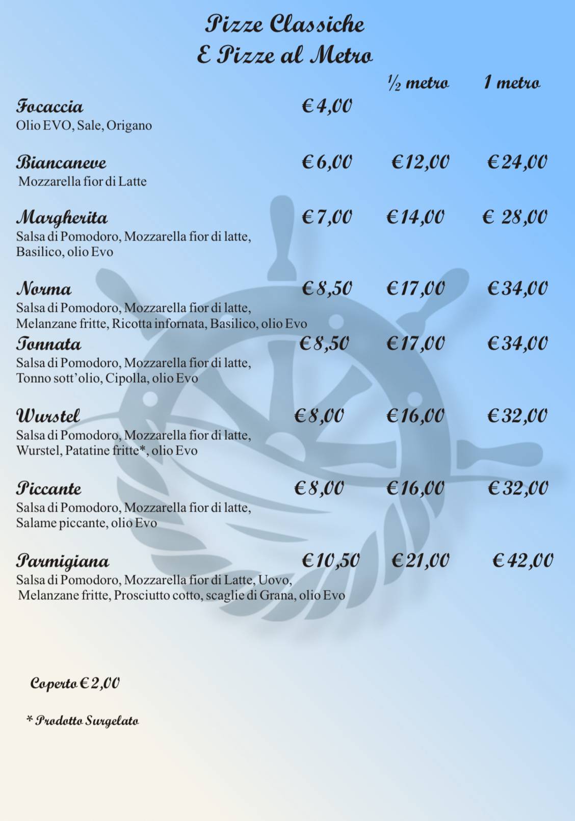 Al Timone Ristorante-Pizzeria меню