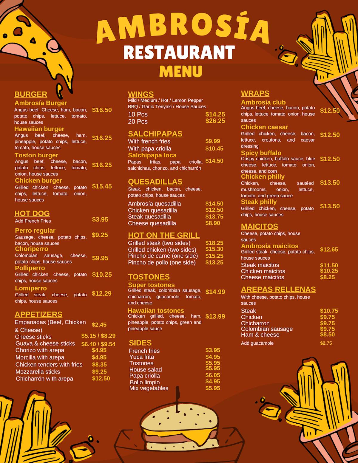 Ambrosía Colombian Artesanal Food меню