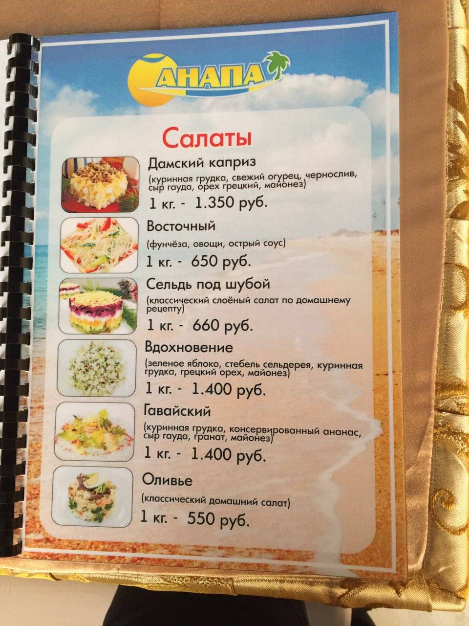 Анапа меню