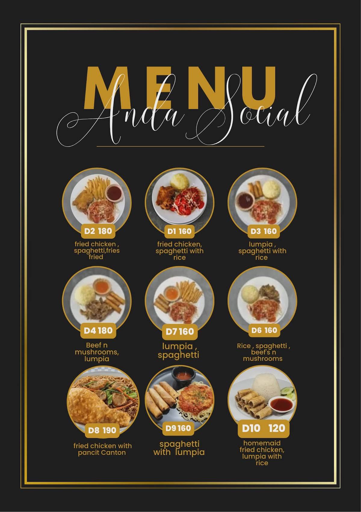 ANDA SOCIAL RESTO BAR меню