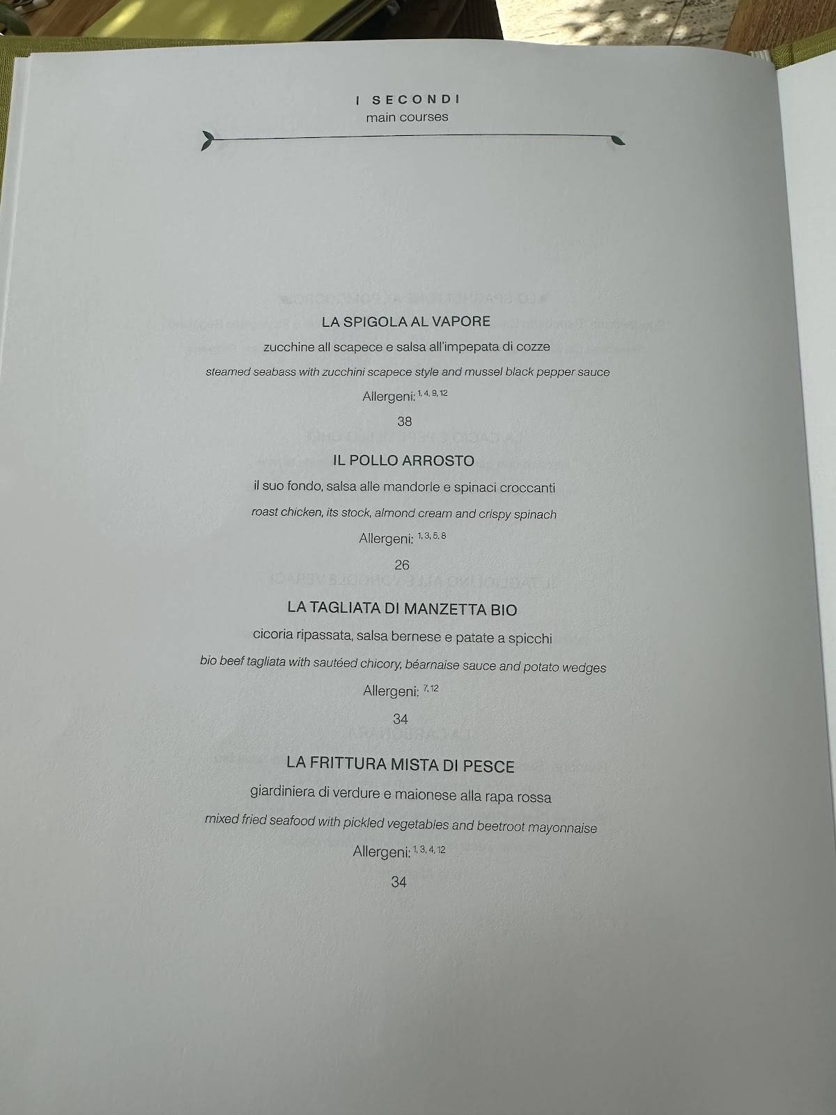 Anima Ristorante Roma меню