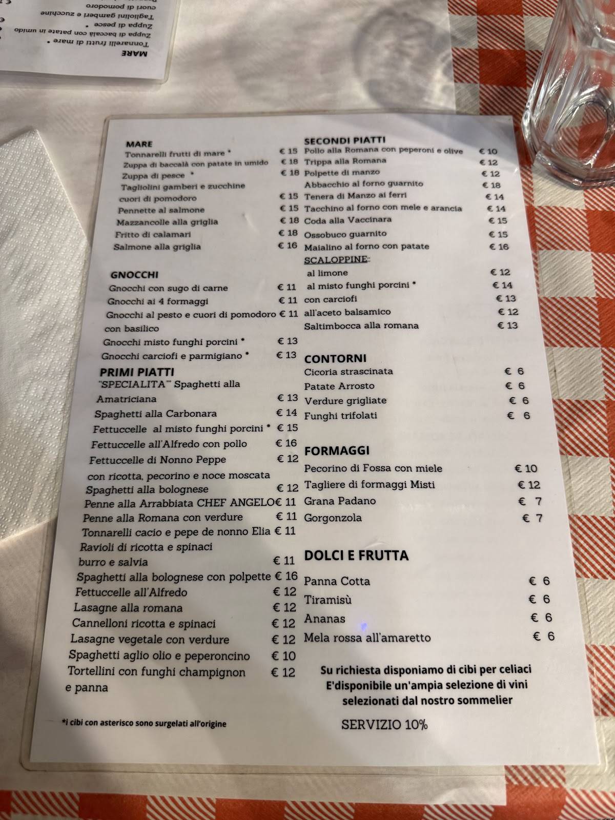 Antico Ristorante меню